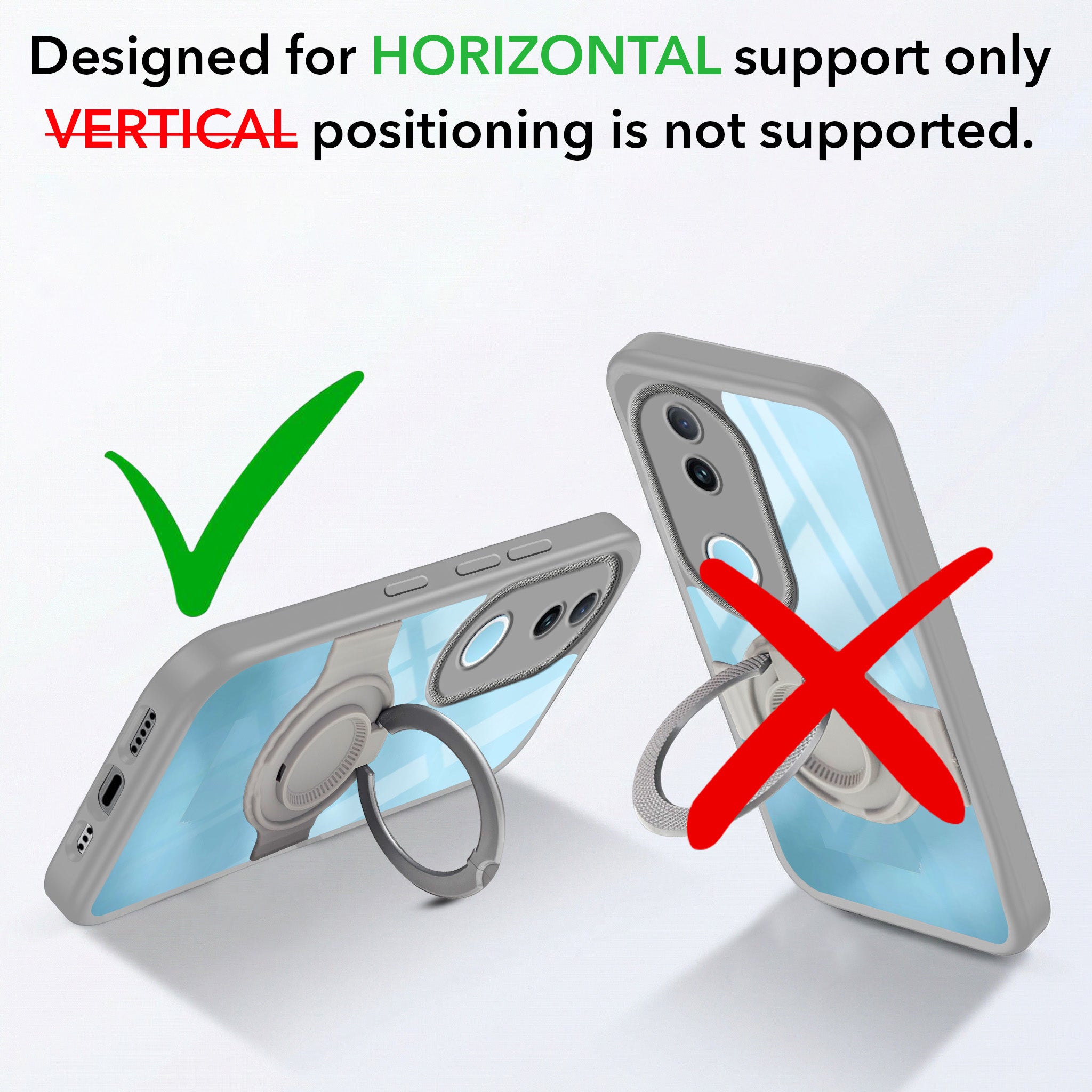For Vivo iQOO Z10R Back Cover Case with stand (Built-in Ring Holder Kickstand | Lifetime Anti Yellow | Camera Protection)