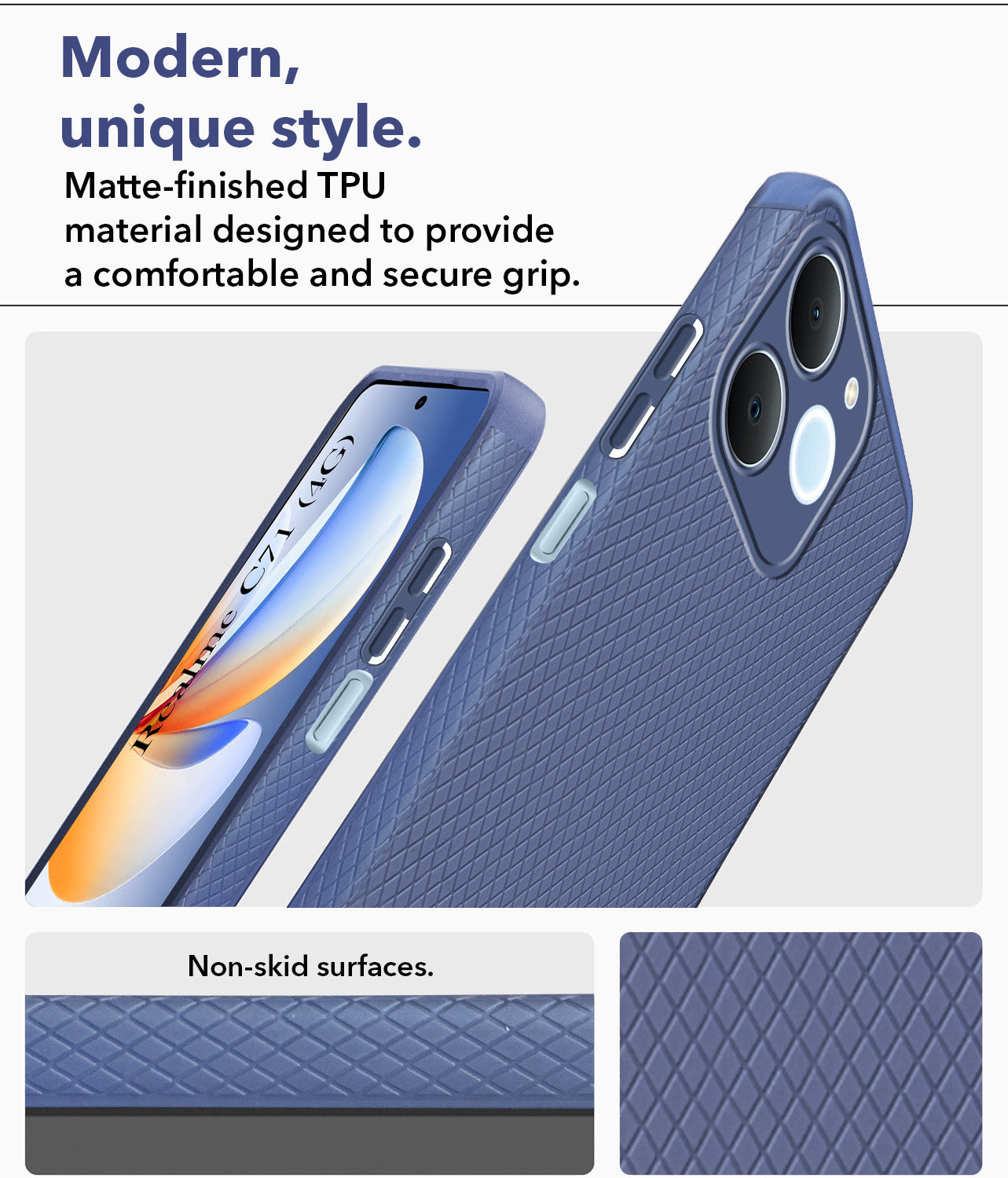 For Realme C71 Back Cover Case Liquid Silicone (Camera Protection | Side Grip Texture | Soft and Flexible)