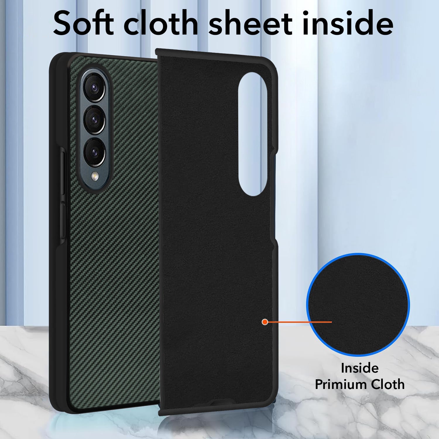 For Samsung Galaxy Z Fold 4 5G Back Flip Case Cover (Craft Printed Design | Hybrid Texture | Inside Microfiber Cloth)