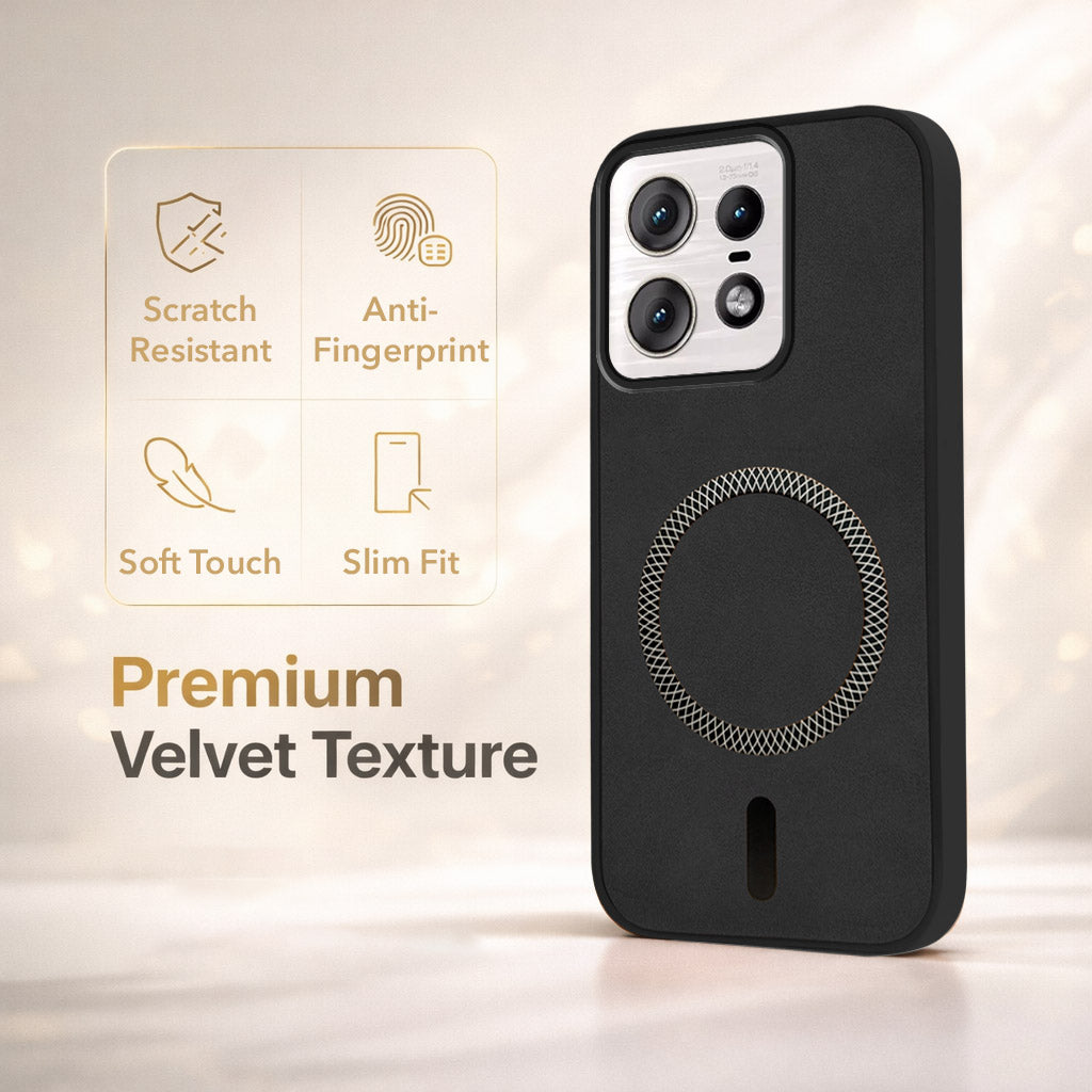 For Motorola Moto Edge 50 Pro Back Cover Case Leather Finish(MagSafe Compatible Wireless Charging | Soft Touch | Camera Bump Protection)
