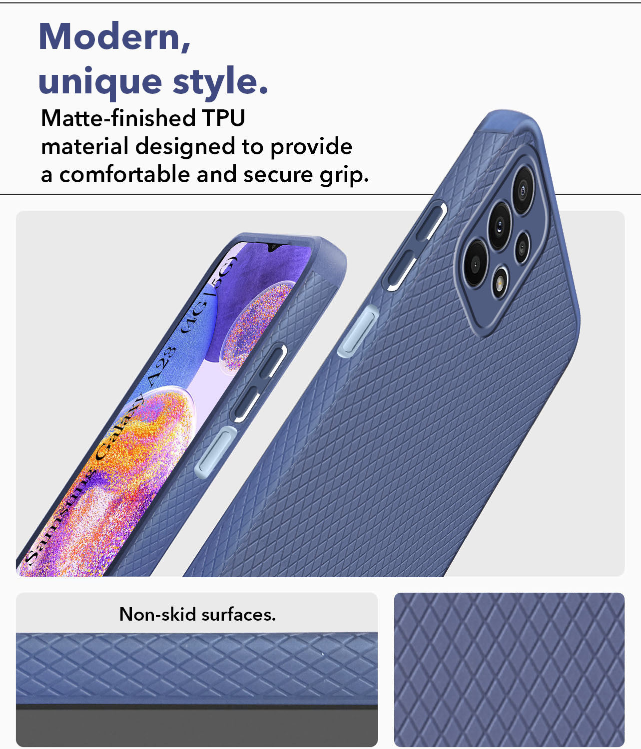 For Samsung Galaxy A23 4G | 5G Back Cover Case (Liquid Silicone | Side Grip | Camera Protection)