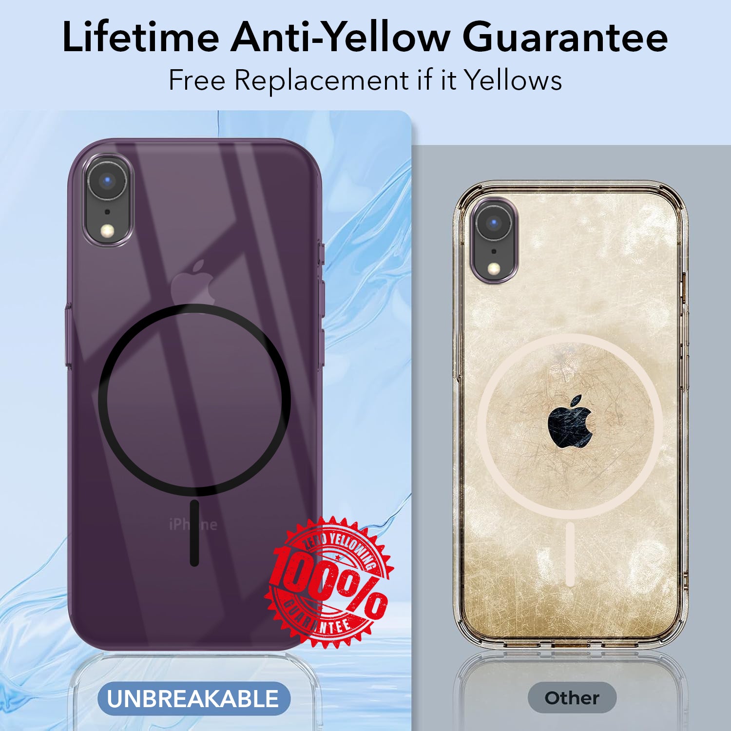 For Apple iPhone XR Back Cover Case (Crystal Clear Case | MagSafe Wireless Charging Support | Hard Anti Yellow | Camera Protection Bump)