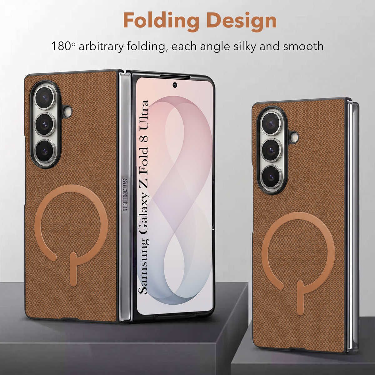 For Samsung Galaxy Z Fold 8 Ultra Premium Magnetic Back Cover Case (MagSafe Compatible | 180° Folding Design | Soft Microfiber Inner Lining | Textured Blue Finish)