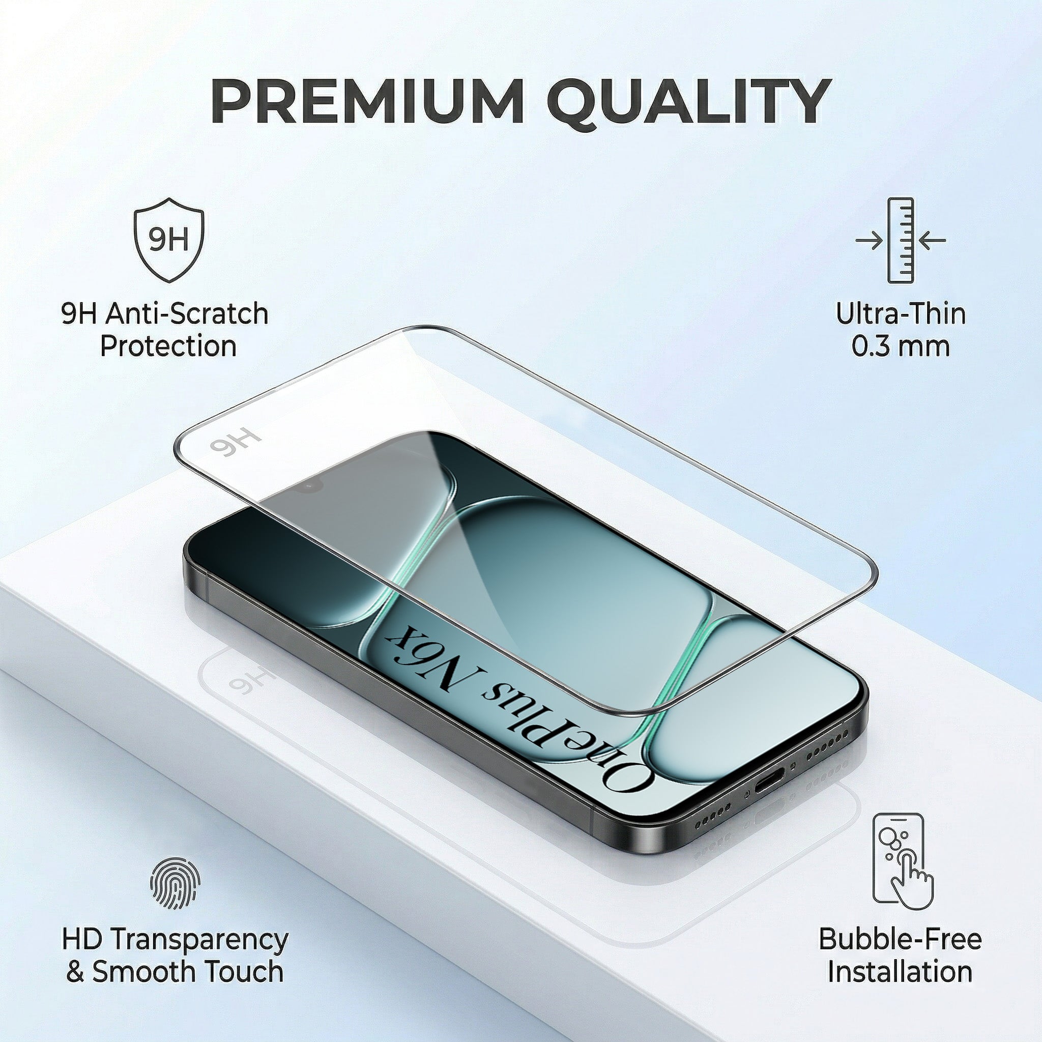 For OnePlus N6X Combo (Textured Grip Design | Micro-Fiber Cloth Inside | Oleophobic Coating Screen Glass)