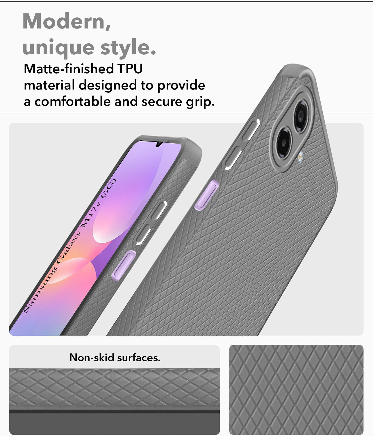 For Samsung Galaxy M17e Back Cover Case Liquid Silicone (Camera Protection | Side Grip Texture | Soft and Flexible)