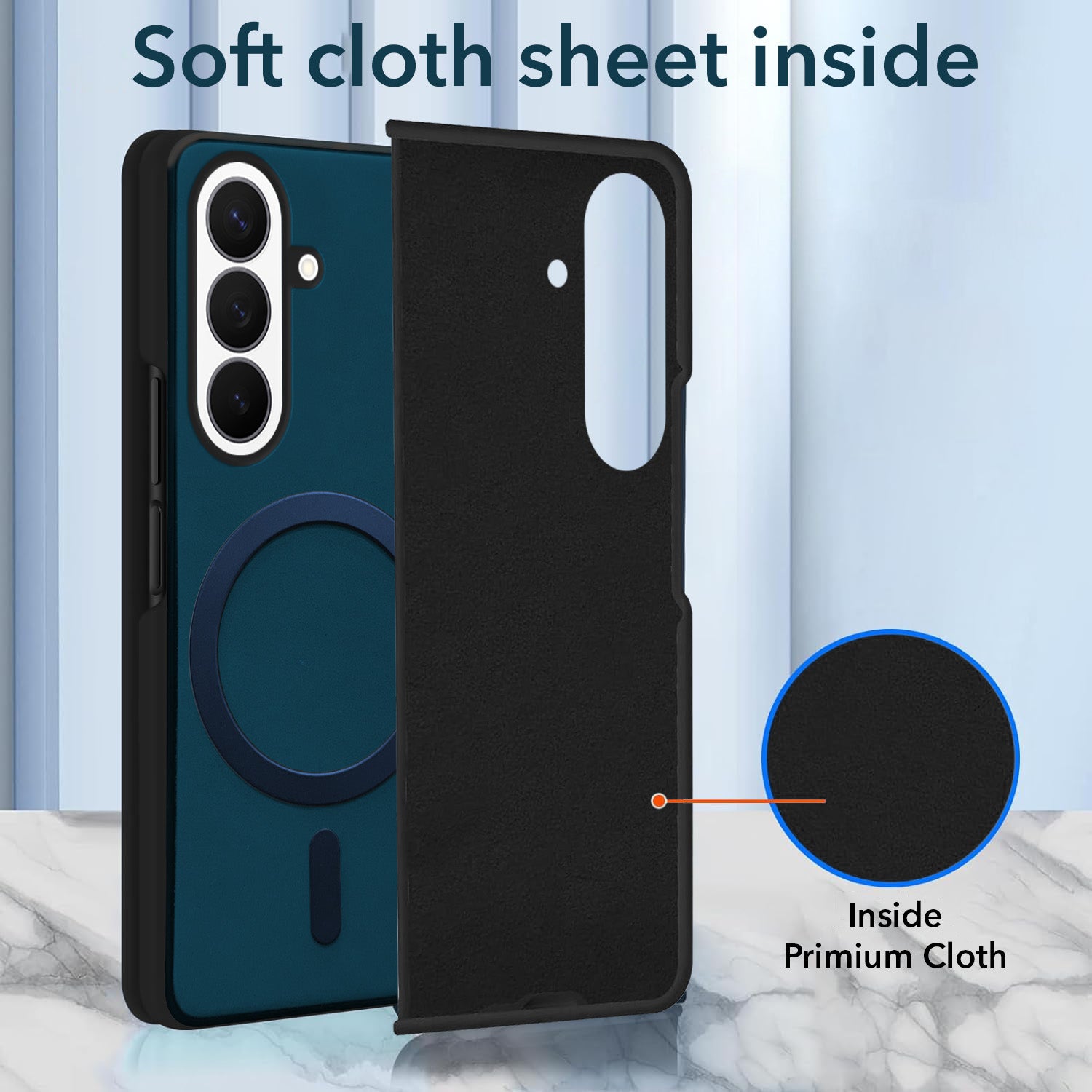 For Samsung Galaxy Z Fold 8 Ultra Back Cover Case Leather Finish (MagSafe Wireless Charging Compatible | Inside Microfiber Cloth)