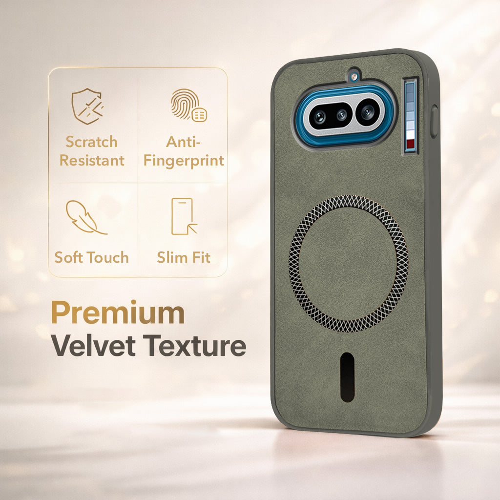 For Nothing Phone 4A 5G Back Cover Case Leather Finish (MagSafe Compatible Wireless Charging | Soft Touch | Camera Bump Protection)