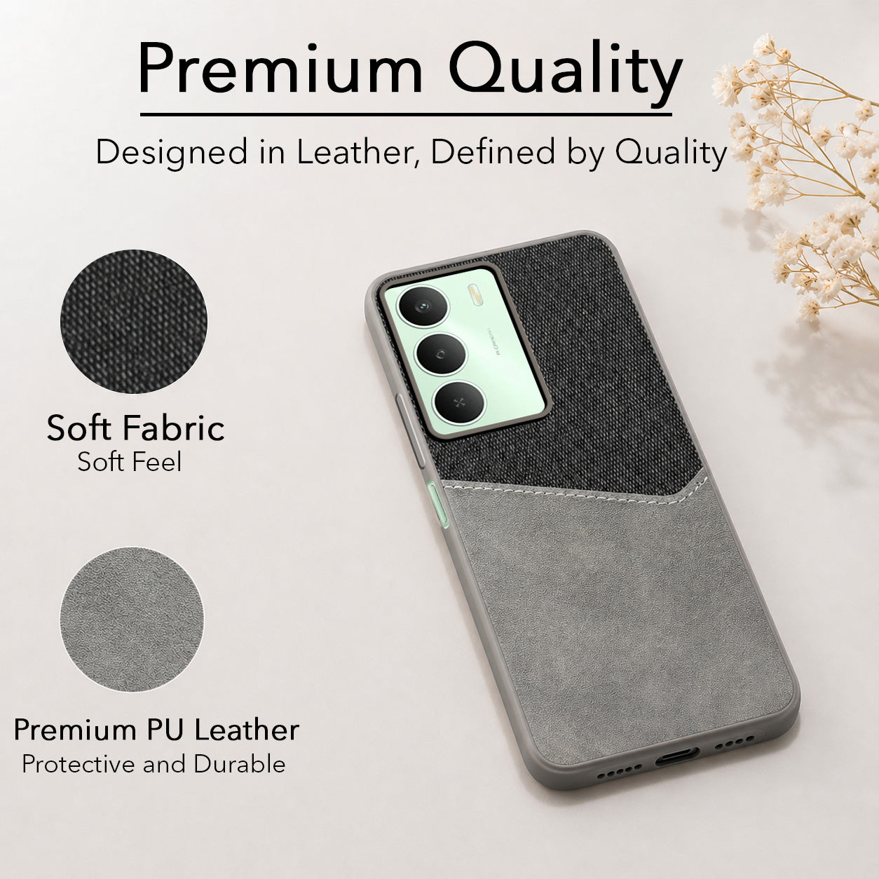 For Realme C73 Back Cover Case (Dual PU Leather Stitch | Professional Minimalist | Soft and Flexible)