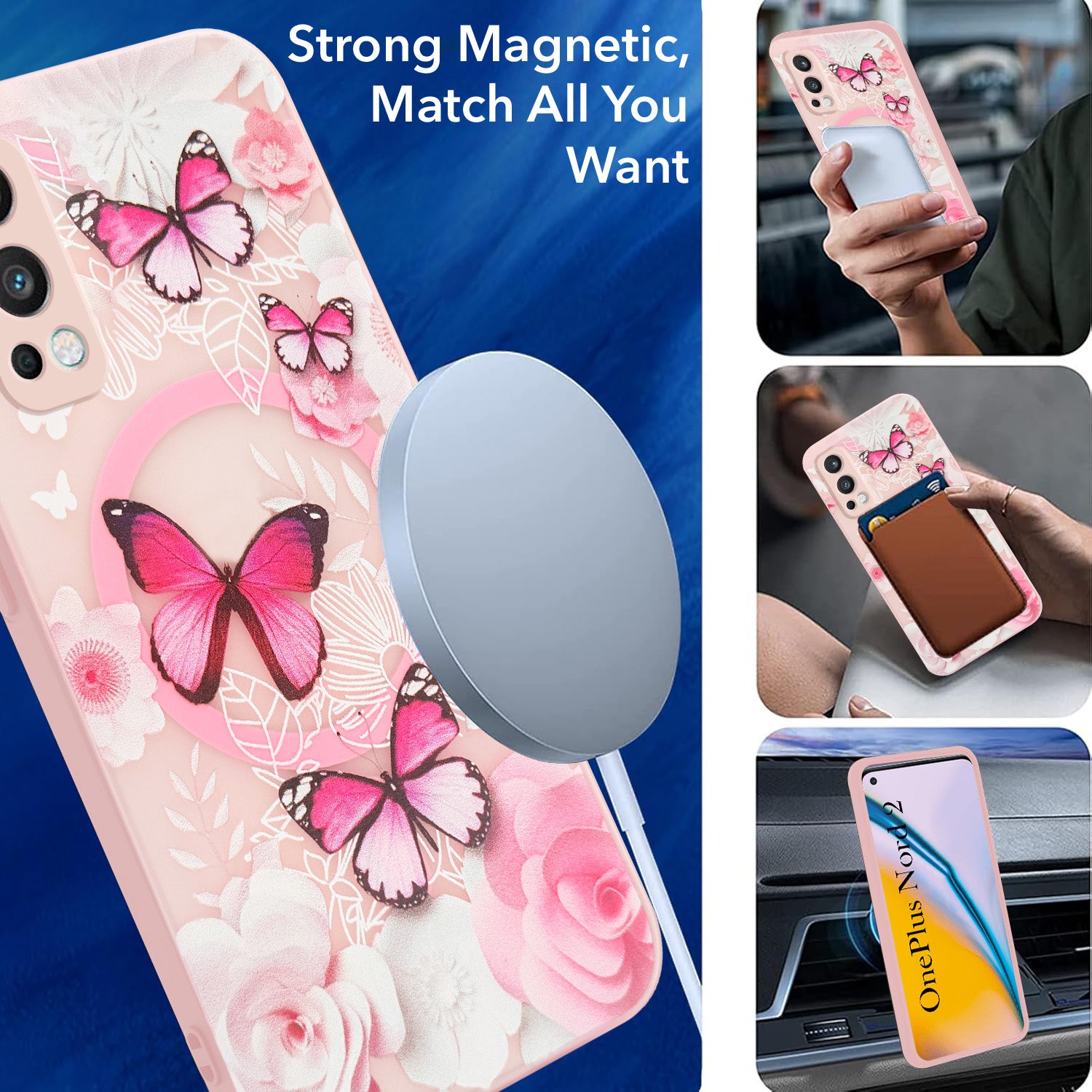 For OnePlus Nord 2 Back Cover Case (Cute Floral Design | Flower Print for Girls | MagSafe Compatible Wireless Charging)