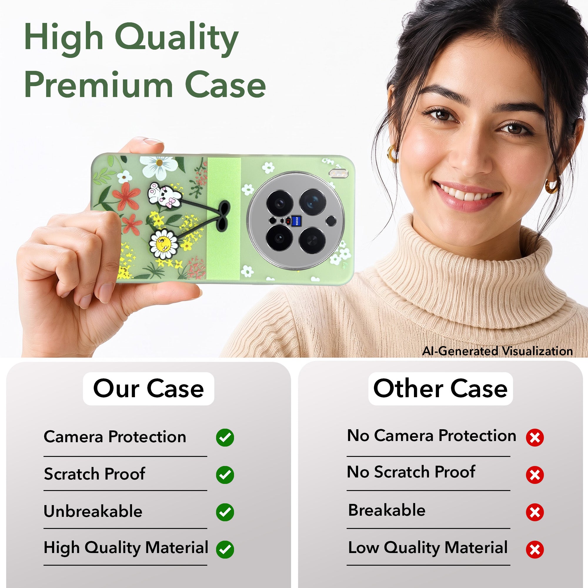 For Vivo X300 Pro Back Cover Case (3D Cute Cartoons | Hard Back Side Soft | Matte Premium Finish | HD Printing) (Copy)