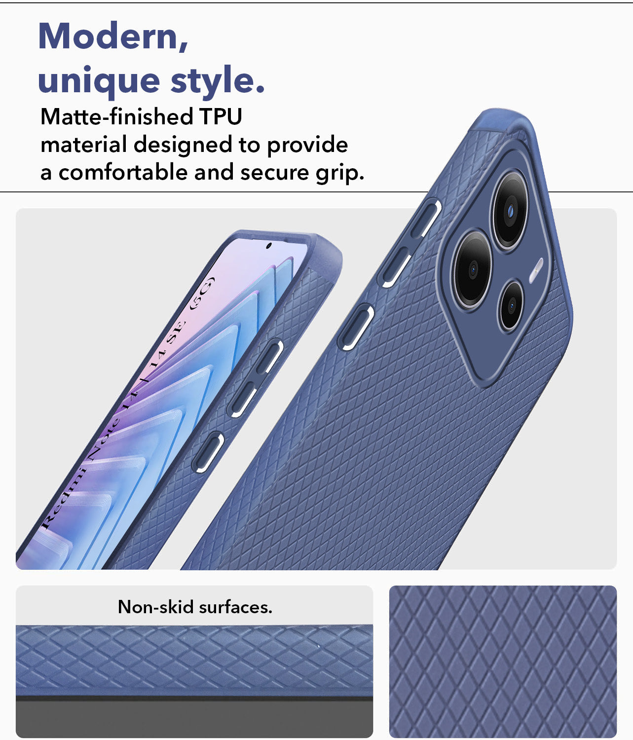 For Redmi Note 14 | Redmi Note 14 SE Back Cover Case (Liquid Silicone | Side Grip | Camera Protection)