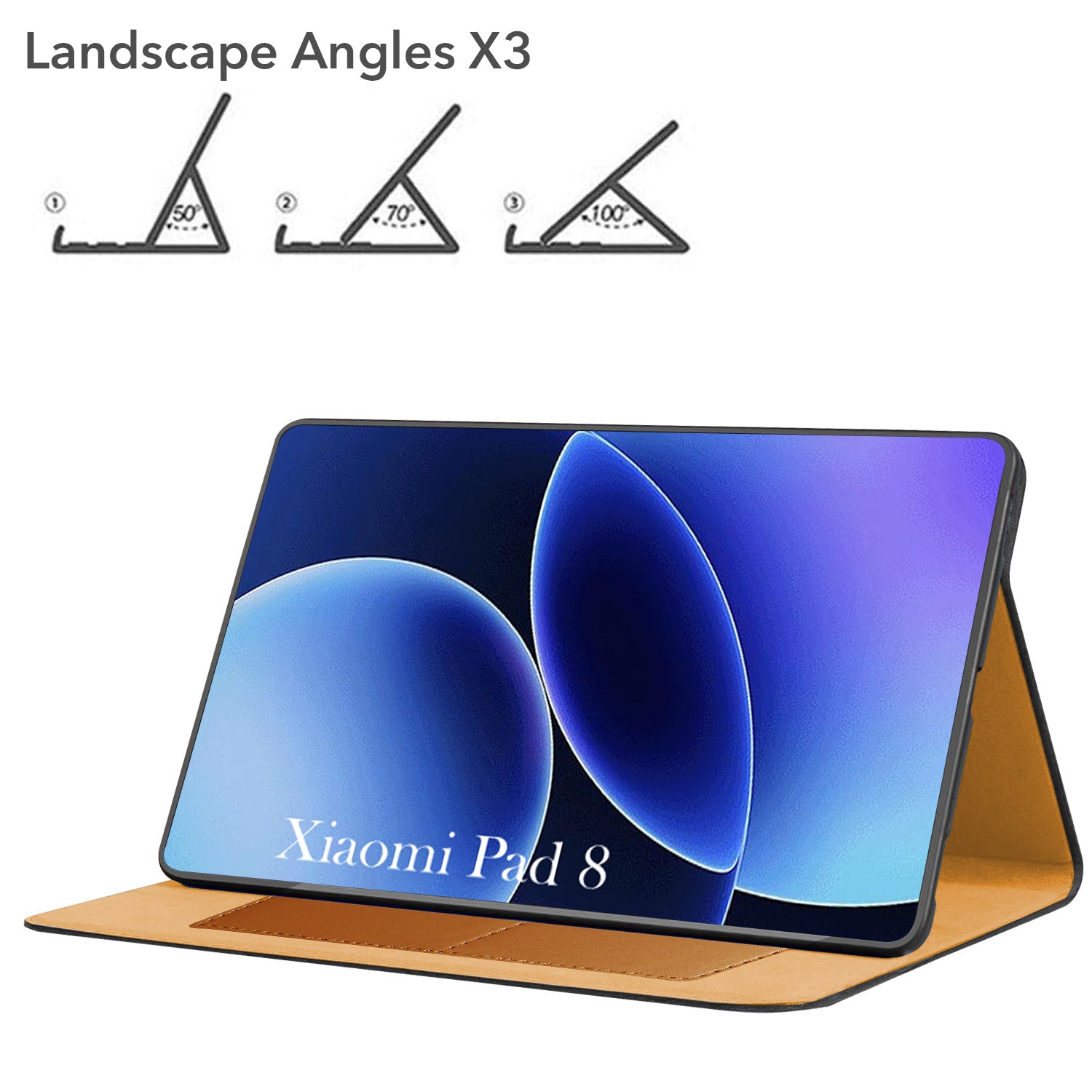For Xiaomi Pad 8 11.2 Inch Flip Cover Folio Cover (PU Matte Leather | Multi-Angle Smart Stand | Card Storage Slots | Silicone Back Pouch)
