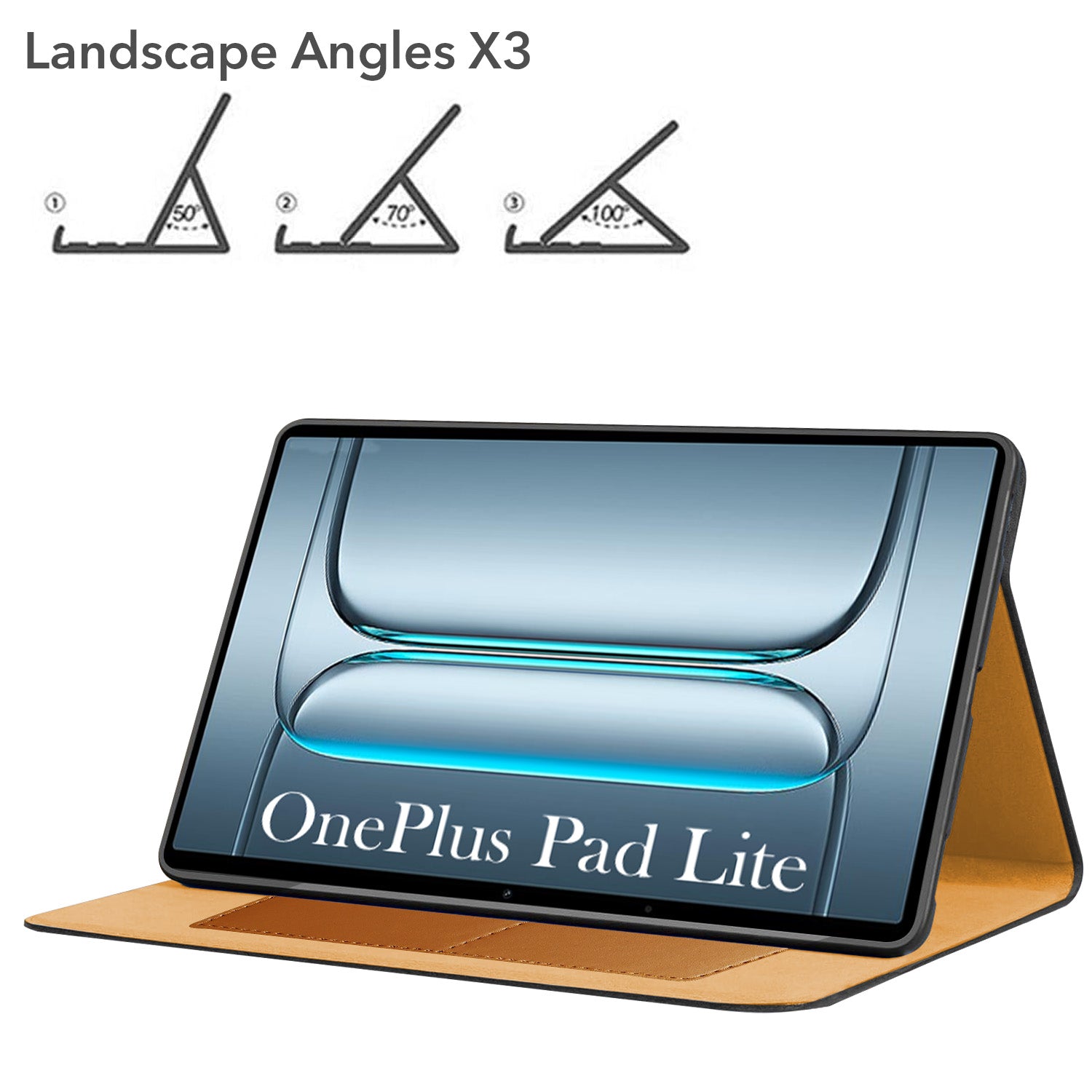 For OnePlus Pad Lite 11 Inch OPD2480 Flip Cover Folio Cover (PU Leather | Multi-Angle Smart Stand | Card Storage Slots | Silicone Back Pouch)