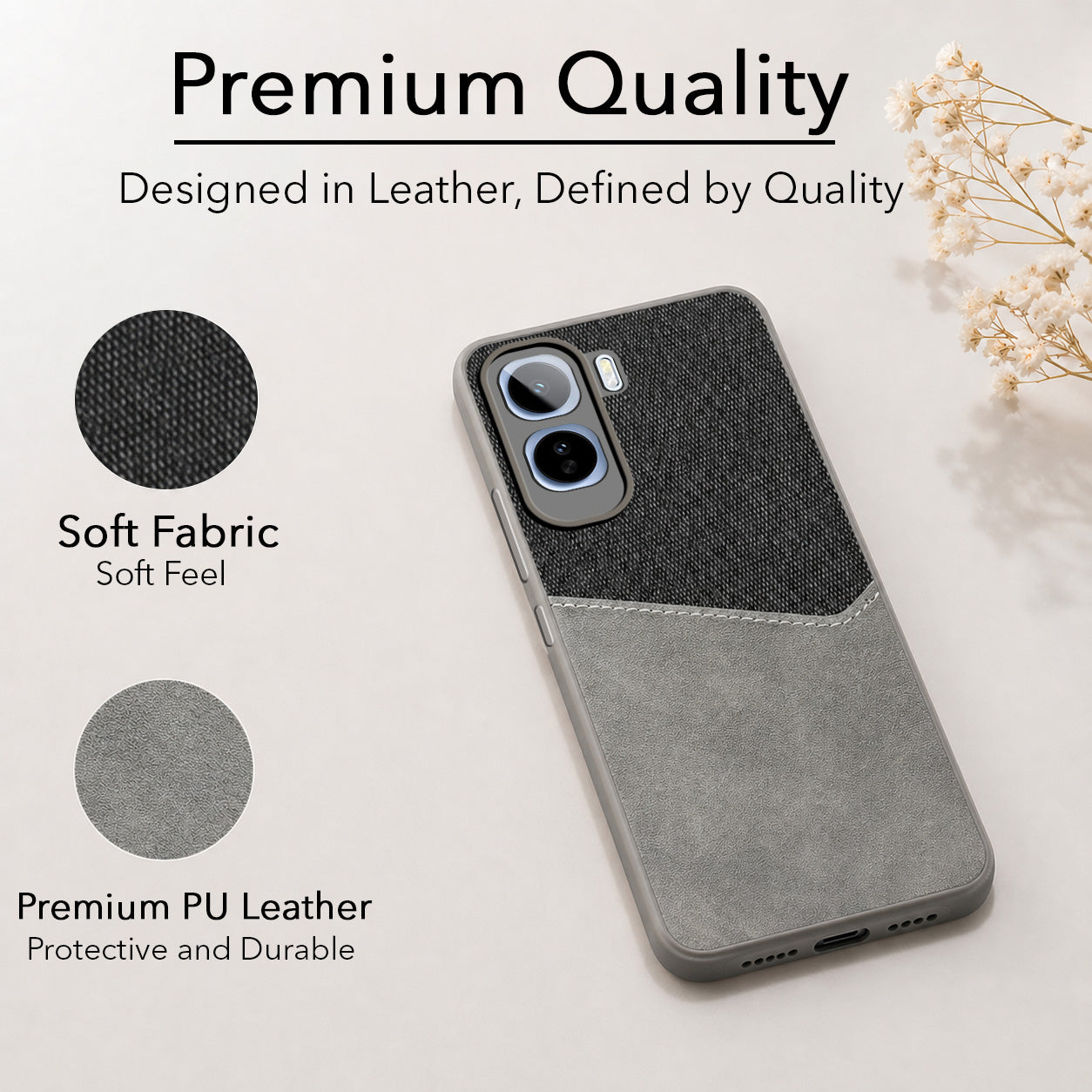For Vivo T5 Pro 5G Back Cover Case (Dual PU Leather Stitch | Professional Minimalist | Soft and Flexible)