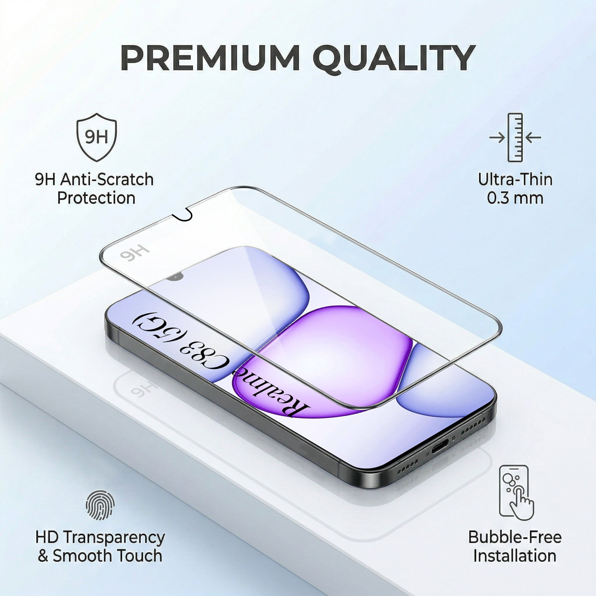 For Realme C83 5G Combo with Back Cover and 9H Tempered Glass (Liquid Silicone | Camera Protection | Oleophobic Coating Screen Glass)