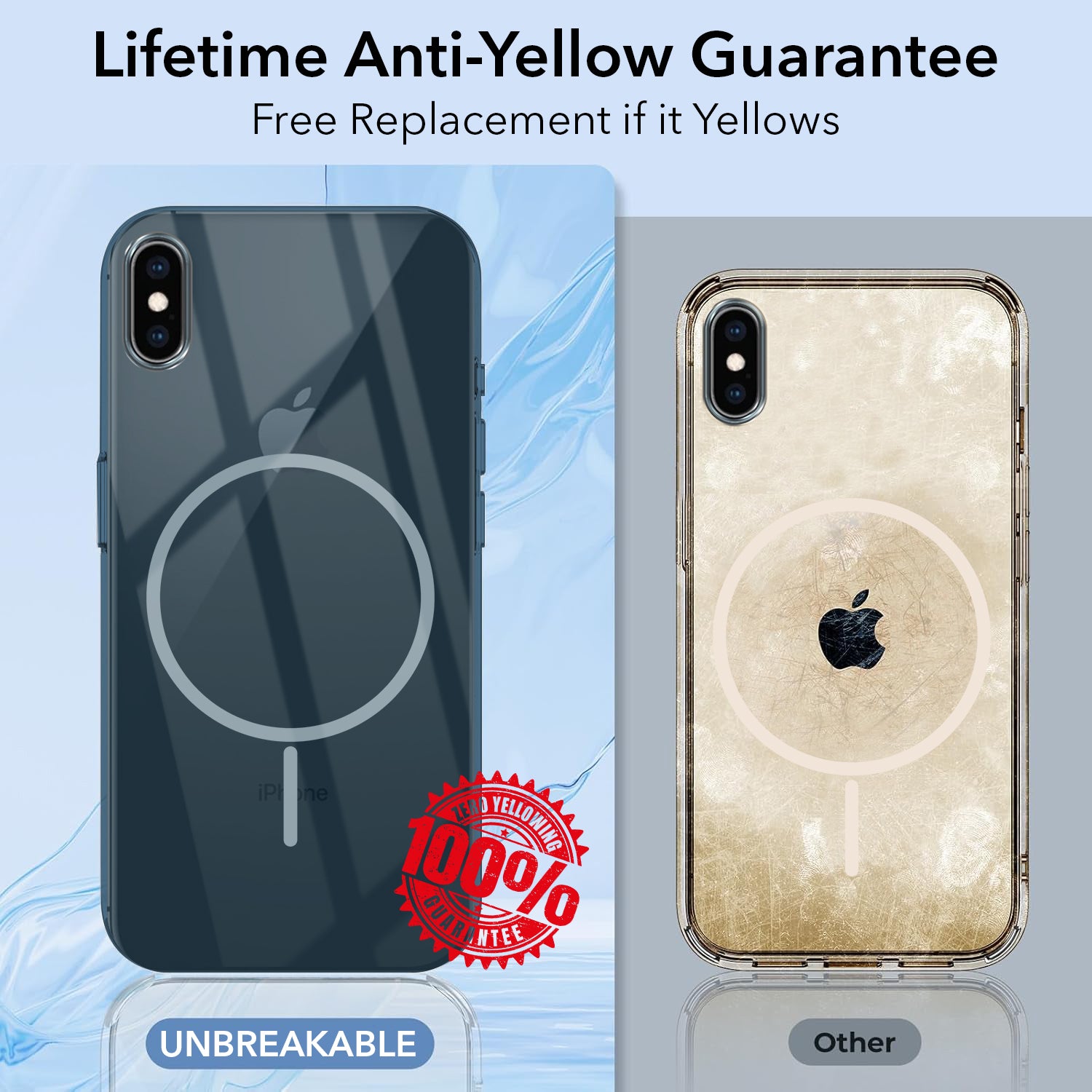 For Apple iPhone Xs Back Cover Case (Crystal Clear Case | MagSafe Wireless Charging Support | Hard Anti Yellow | Camera Protection Bump)