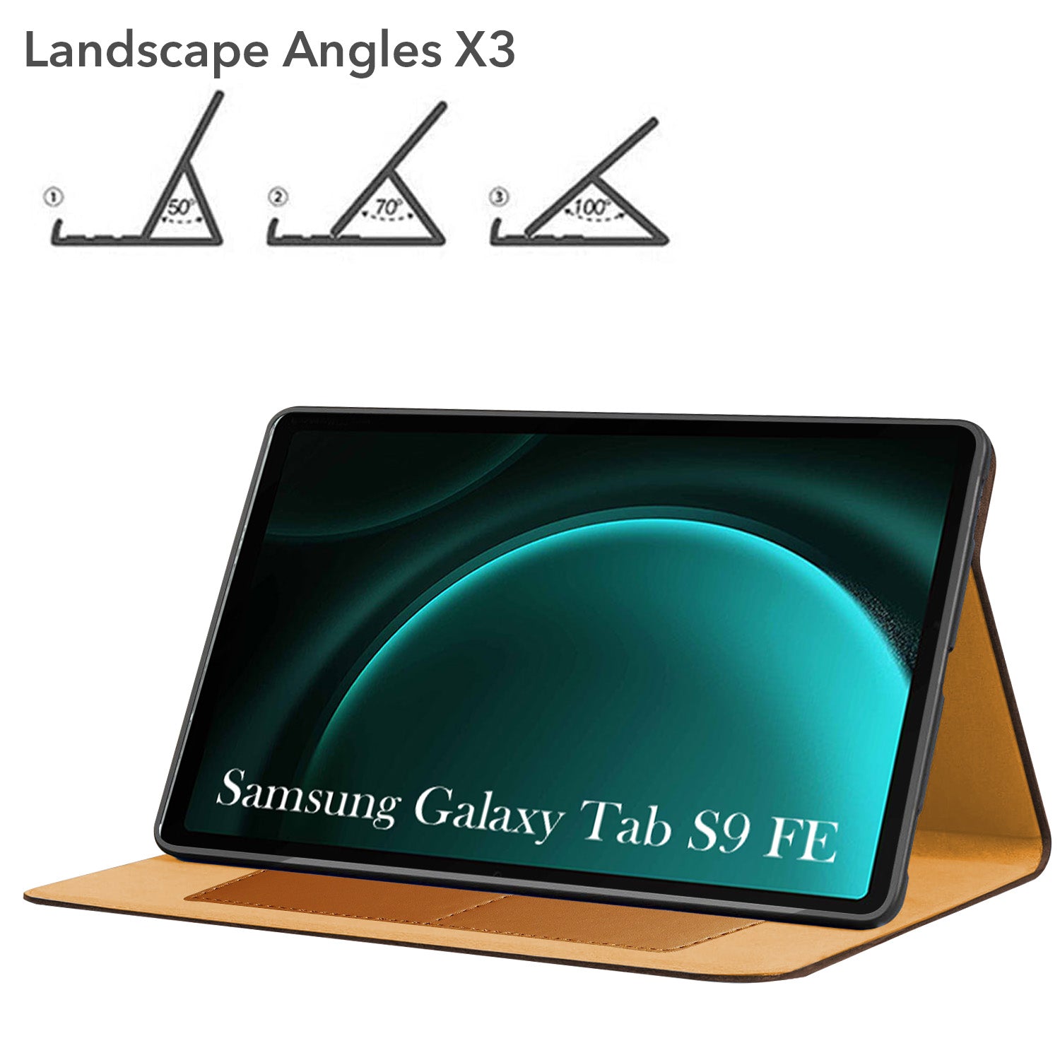 For Samsung Galaxy Tab S9 FE X510 Flip Cover Folio Cover (PU Leather | Multi-Angle Smart Stand | Card Storage Slots | Silicone Back Pouch)