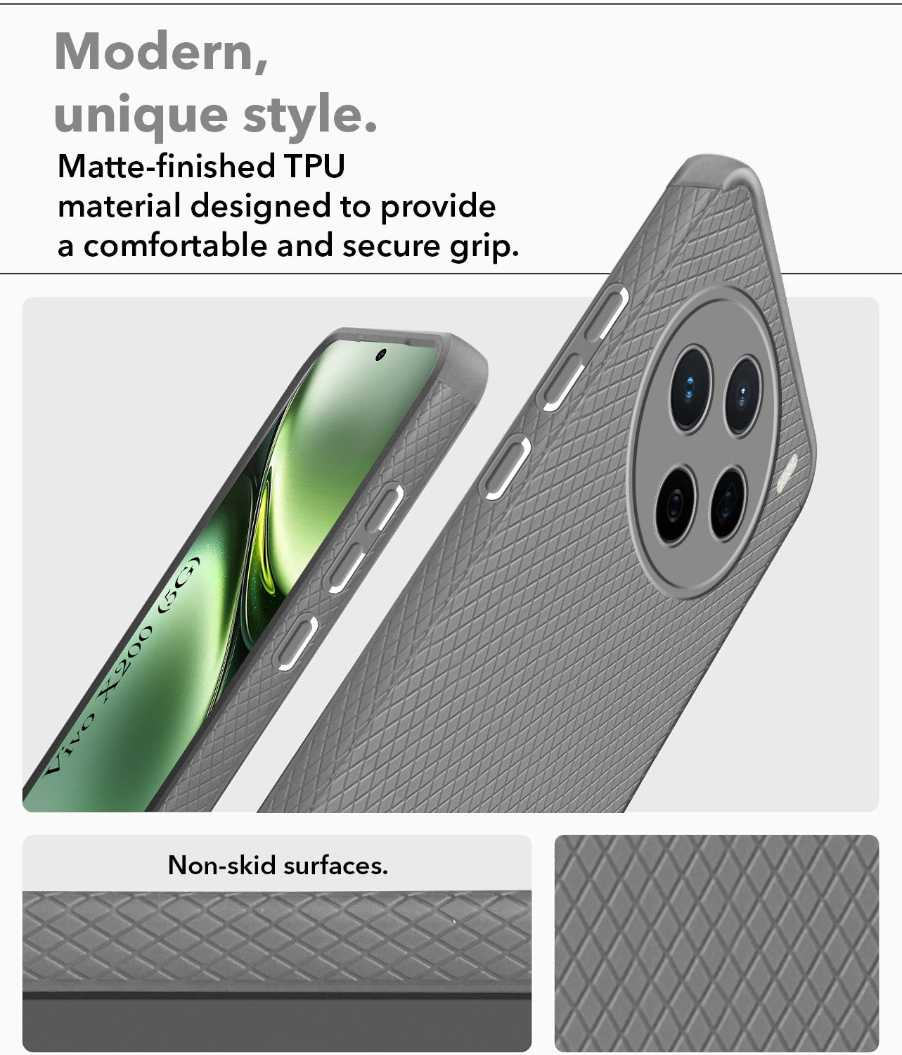For Vivo X200 5G Back Cover Case (Liquid Silicone | Side Grip | Camera Protection)