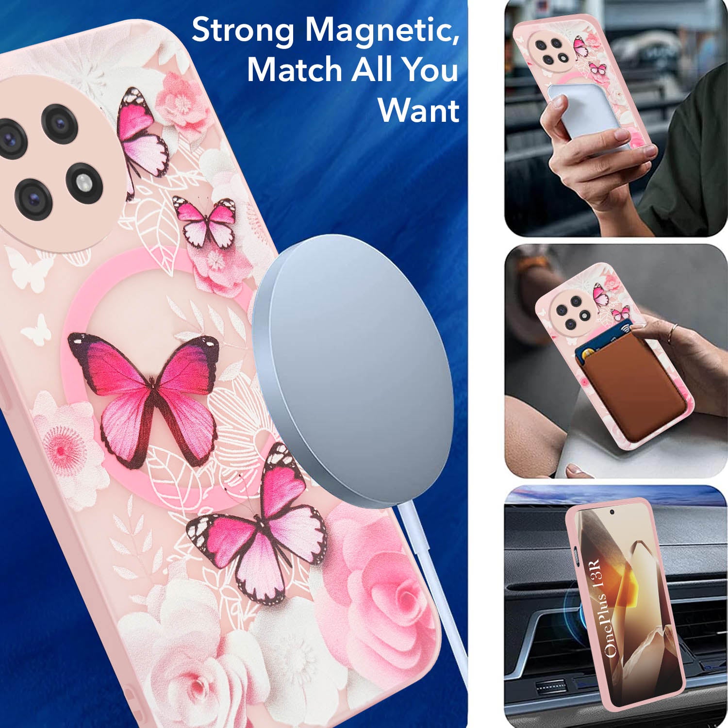 For OnePlus 13R Back Cover Case (Cute Floral Design | Flower Print for Girls | MagSafe Compatible Wireless Charging)