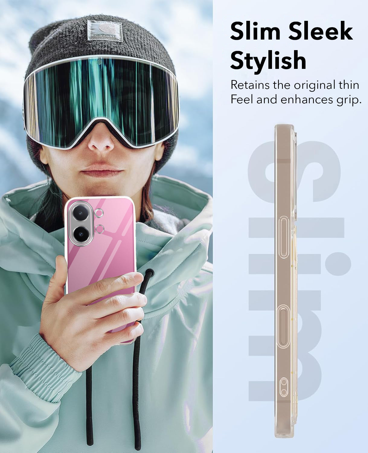 For Vivo V60e Back Cover Case Lifetime Anti-Yellow Clear (Sleek Hard Crystal | Shockproof and Camera Protection)