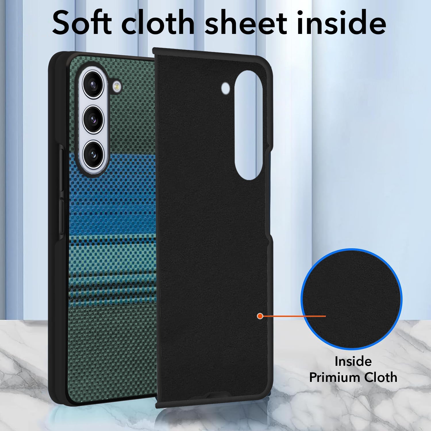 For Samsung Galaxy Z Fold 5 5G Back Flip Case Cover (Craft Printed Design | Hybrid Texture | Inside Microfiber Cloth)