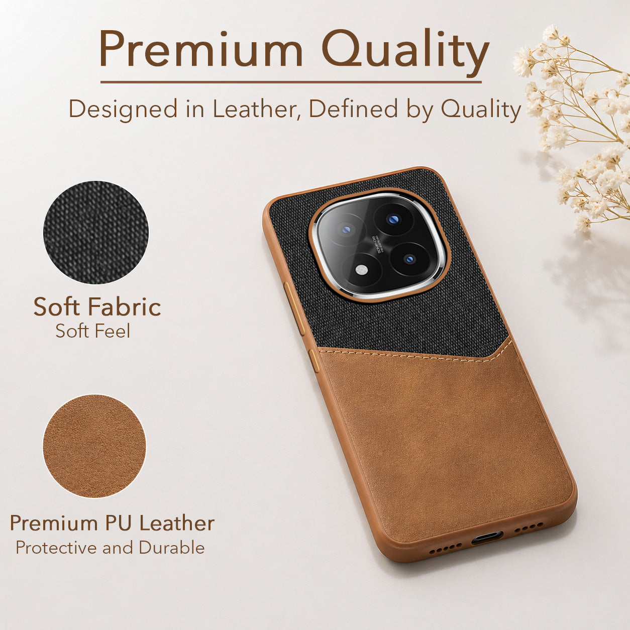 For Redmi Note 14 Pro Plus Back Cover Case (Dual PU Leather Stitch | Professional Minimalist | Soft and Flexible)
