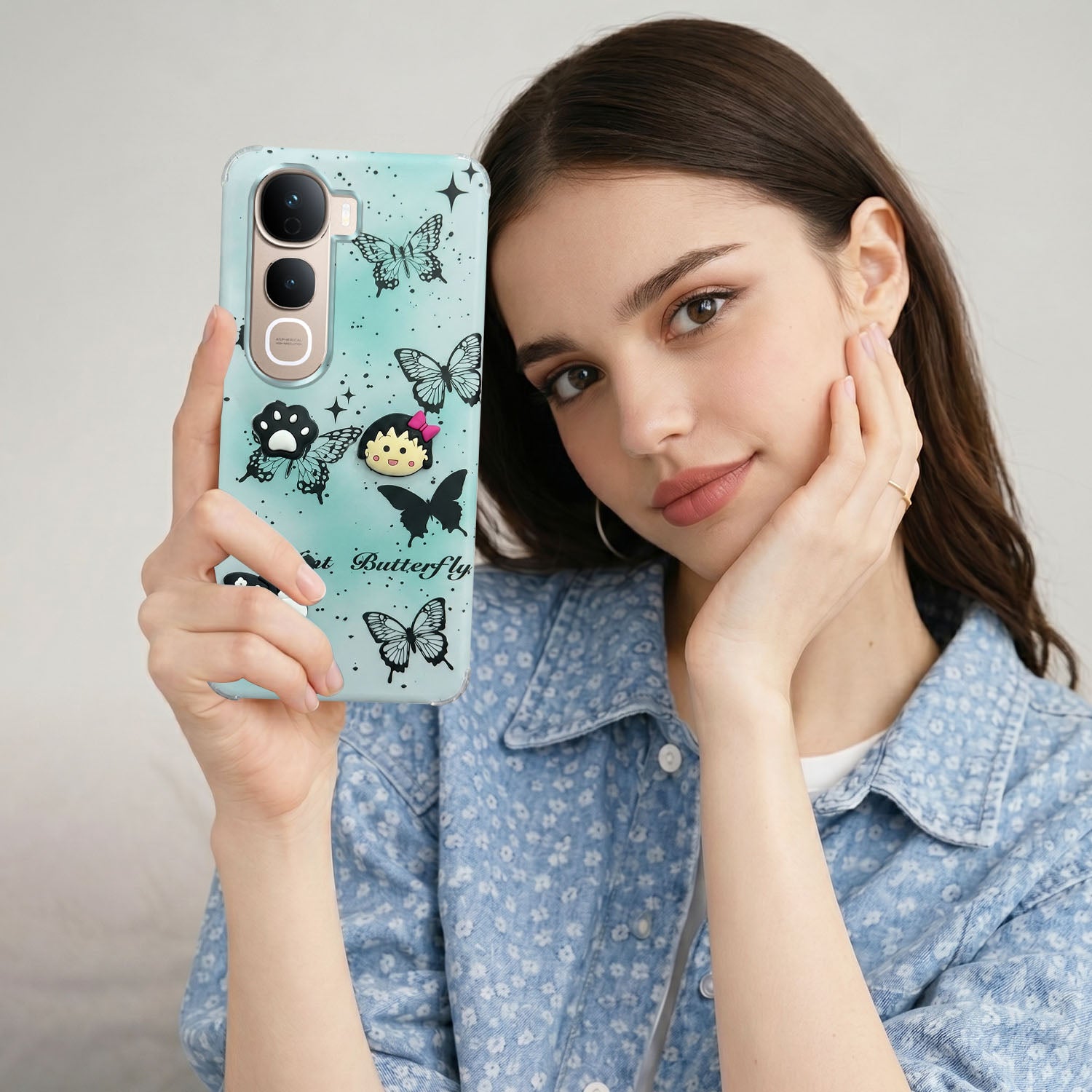 For Vivo Y400 Pro Back Cover Case (3D Cute Cartoons | Hard Back Side Soft | Matte Premium Finish | HD Printing)