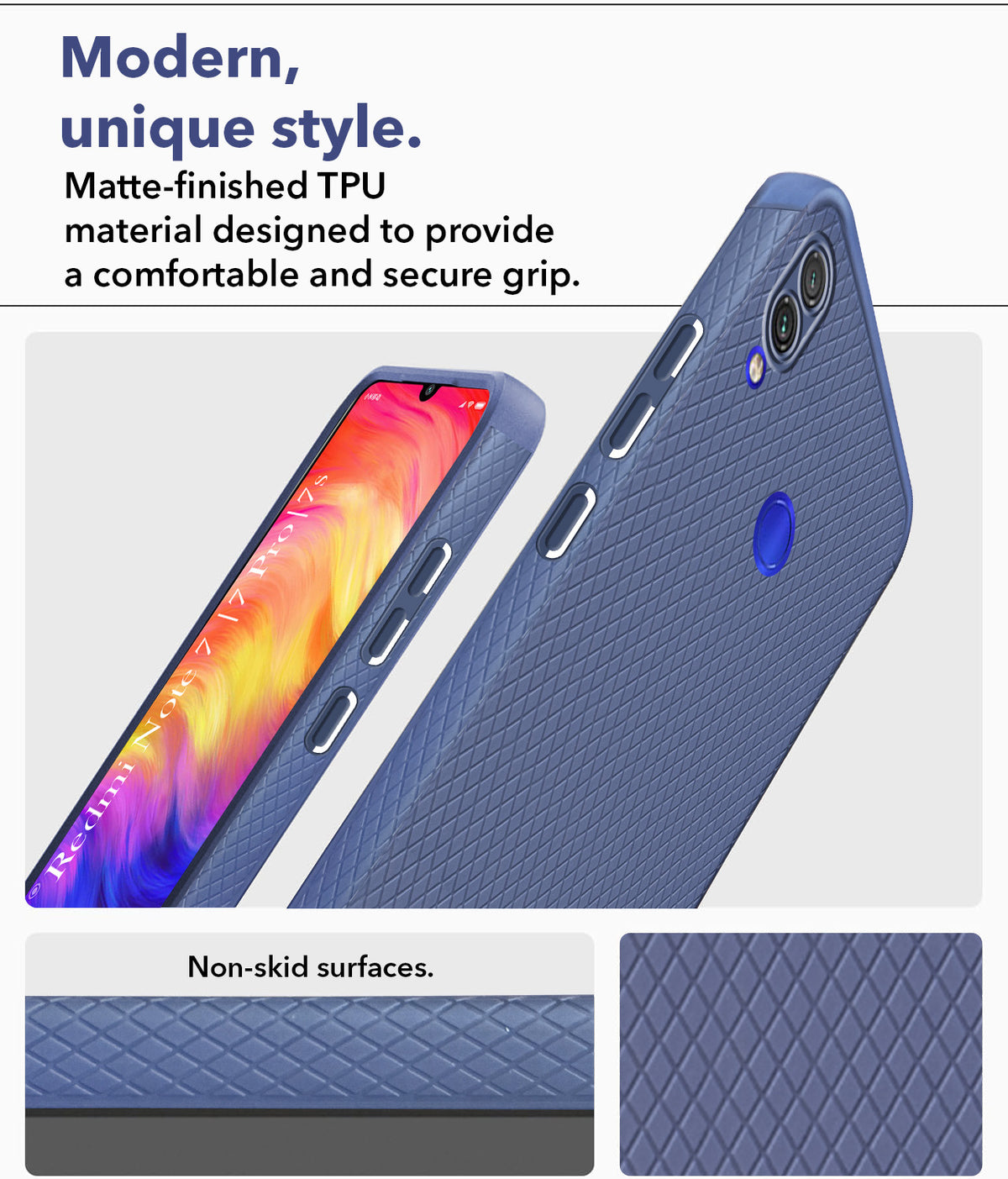 For Redmi Note 7 | Note 7S | Note 7 Pro Back Cover Case (Liquid Silicone | Side Grip | Camera Protection)