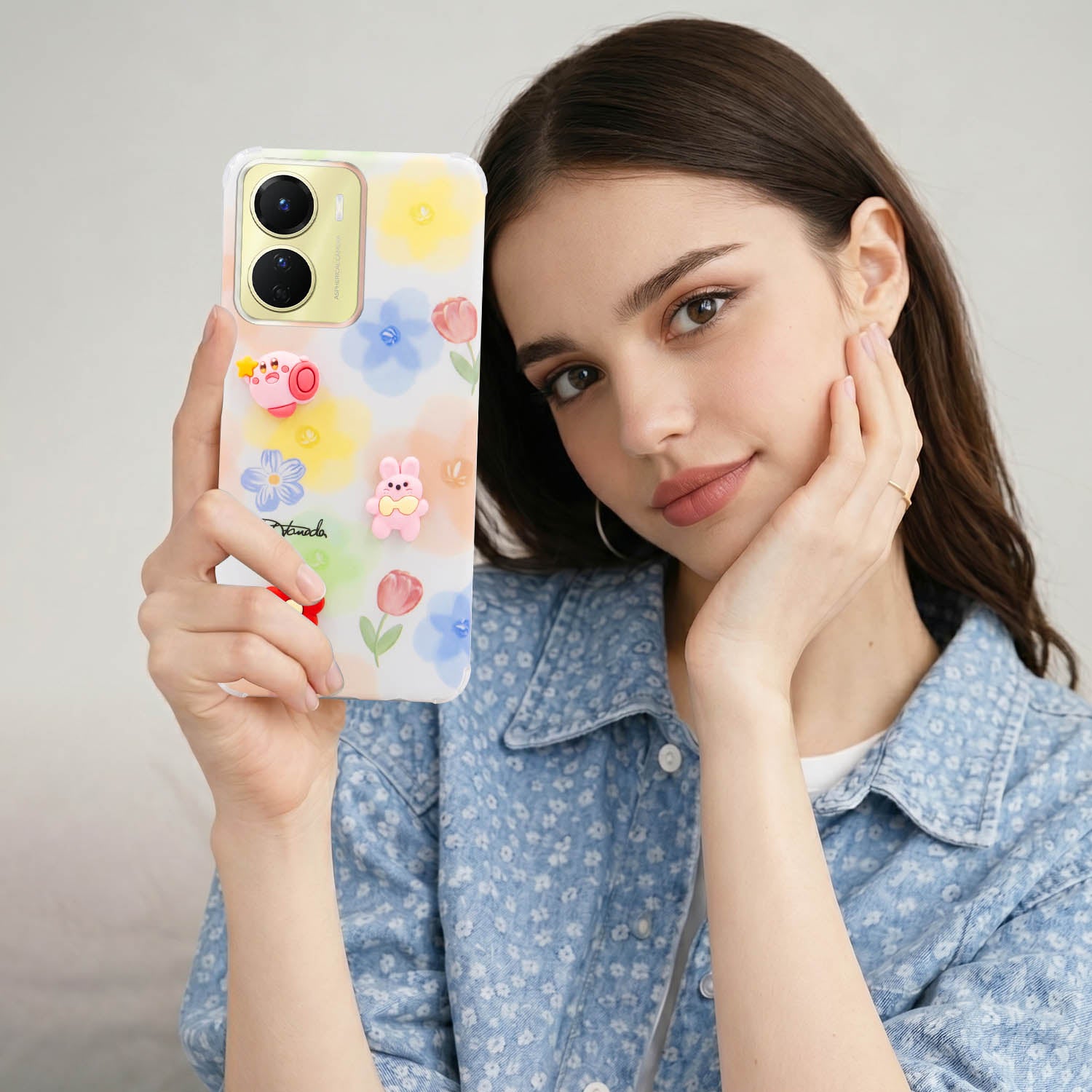 For Vivo Y16 Back Cover Case (3D Cute Cartoons | Hard Back Side Soft | Matte Premium Finish | HD Printing)