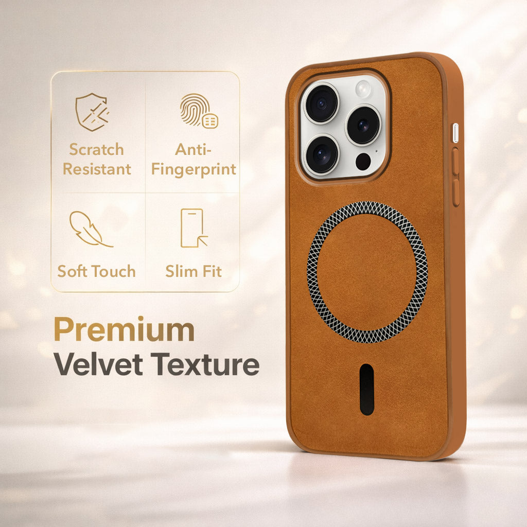 For Apple iPhone 15 Pro Back Cover Case Leather Finish (MagSafe Compatible Wireless Charging | Soft Touch | Camera Bump Protection)