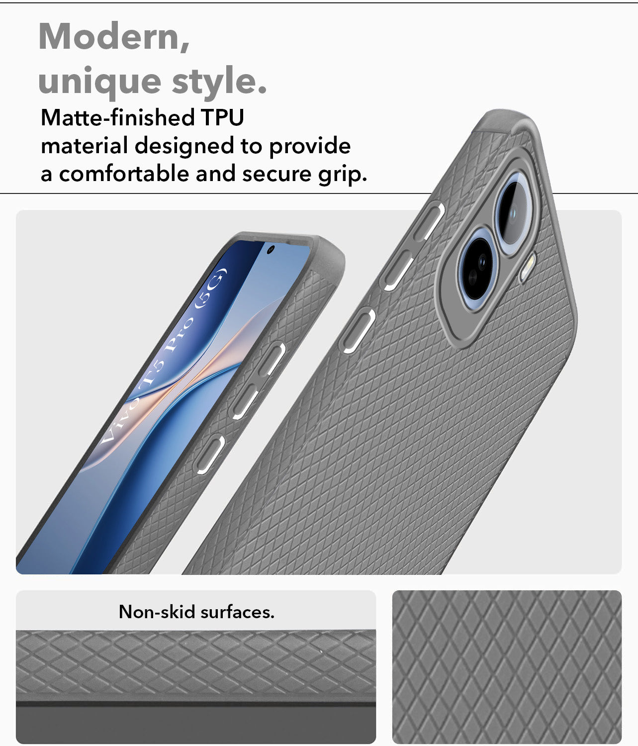 For Vivo T5 Pro 5G Back Cover Case Liquid Silicone (Camera Protection | Side Grip Texture | Soft and Flexible)