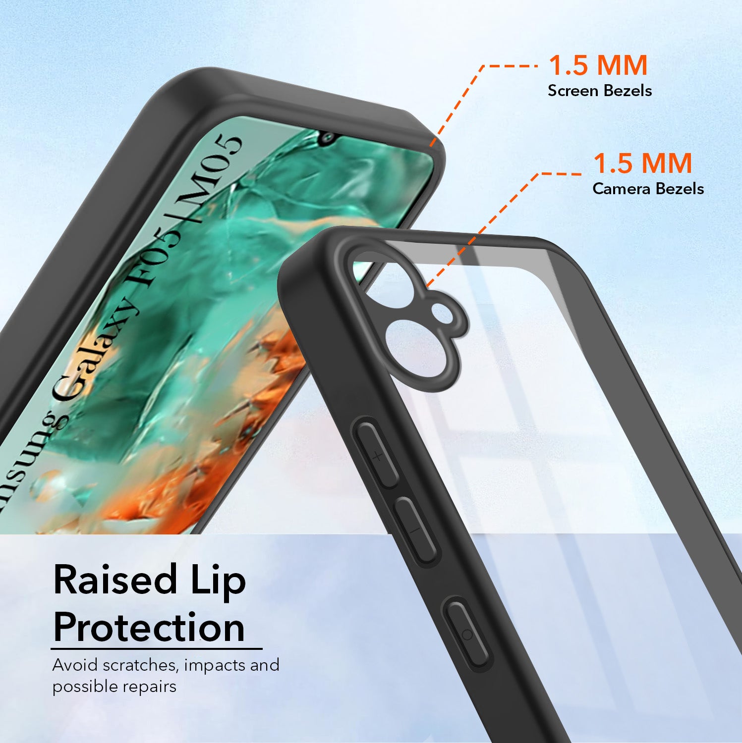 For Samsung Galaxy F05 | Samsung Galaxy M05 Back Cover Case Ultra-Hybrid (Lifetime Anti Yellow | Anti Scratch | Crystal Clear Shockproof)