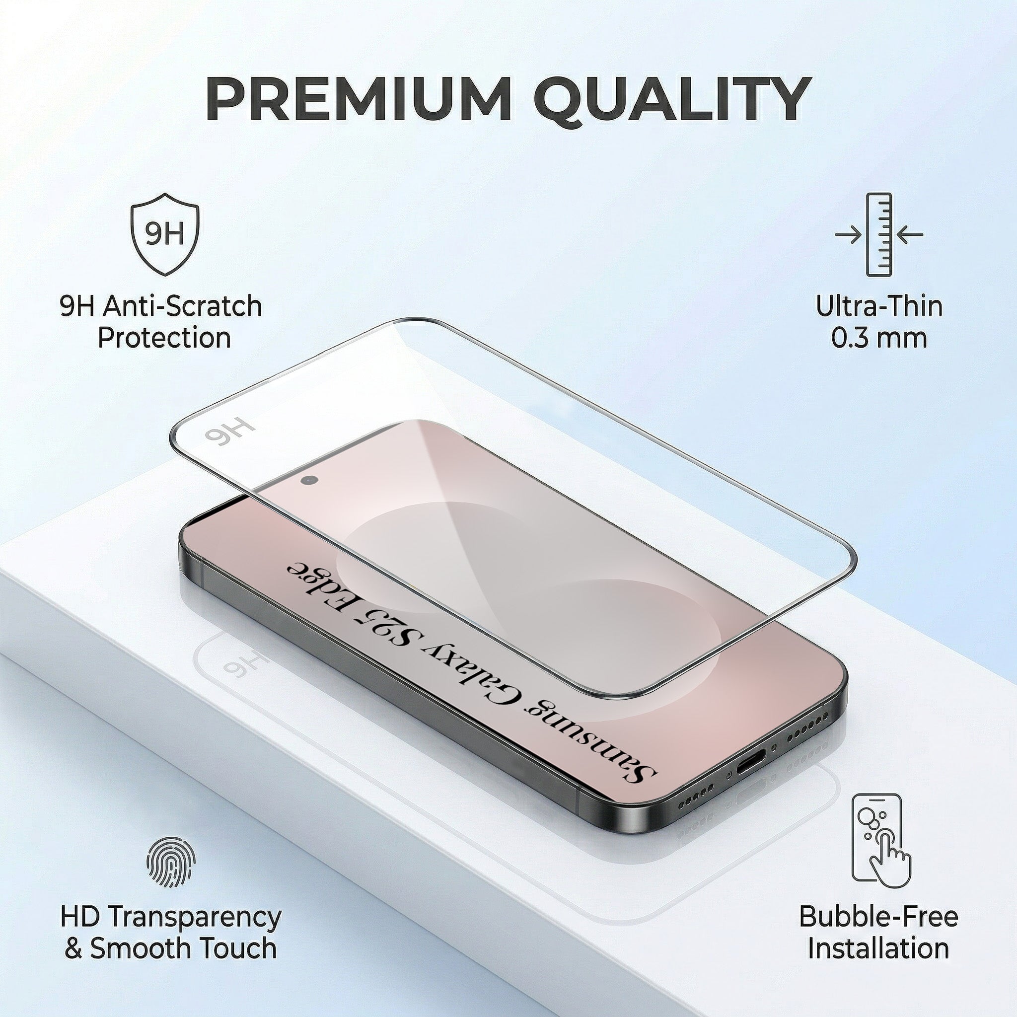 For Samsung Galaxy S25 Edge Combo with Back Cover and 9H Tempered Glass (Liquid Silicone | Camera Protection | Oleophobic Coating Screen Glass)