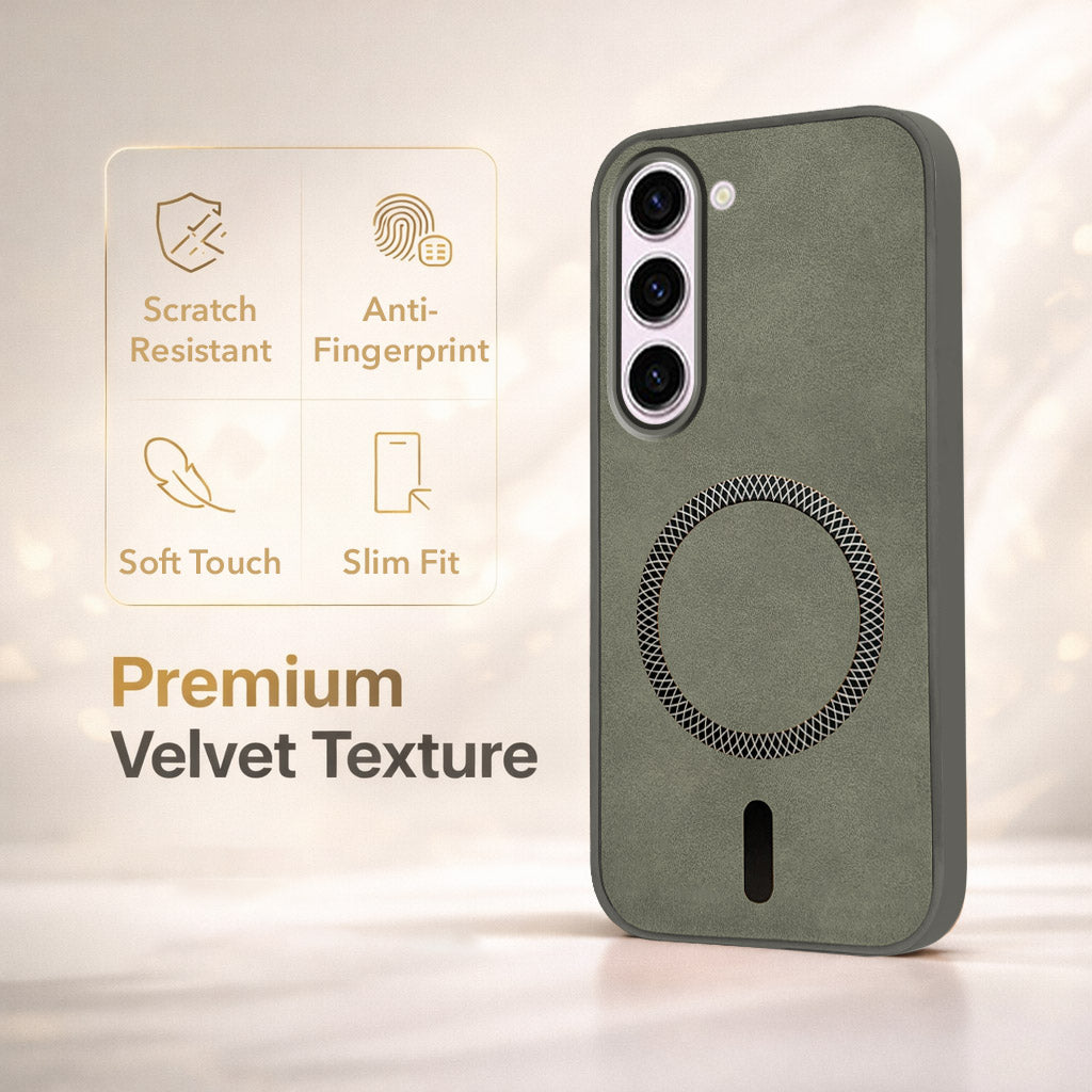 For Samsung Galaxy S23 5G Back Cover Case (Sleek Leather Finish | MagSafe Compatible Wireless Charging | Camera Bump Protection)