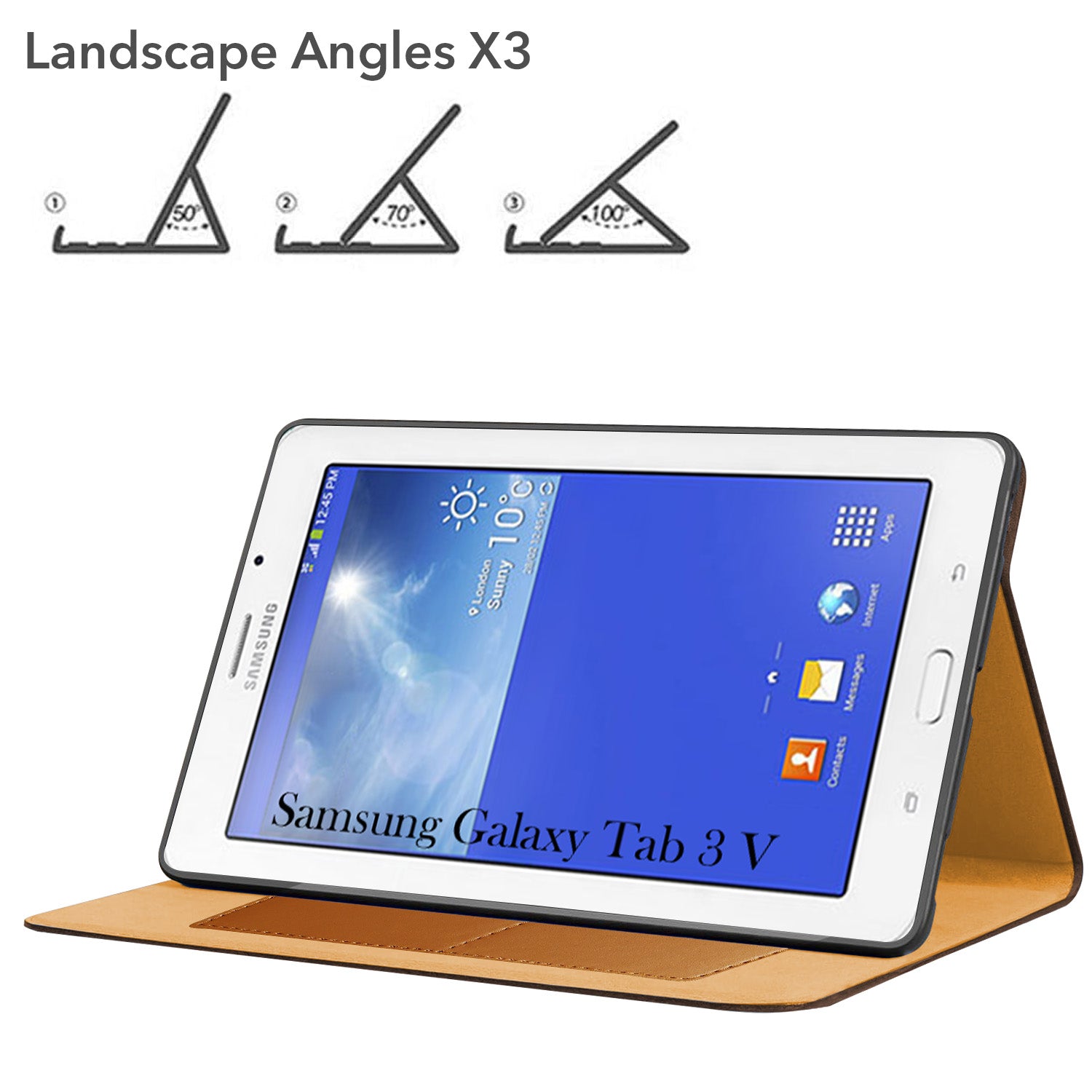 For Samsung Galaxy Tab 3V T116 7 Inch SM-T116/T116BU/T116NQ/SM-T116NU/T116NY Flip Cover Folio Cover (PU Leather | Multi-Angle Smart Stand | Card Storage Slots | Silicone Back Pouch)