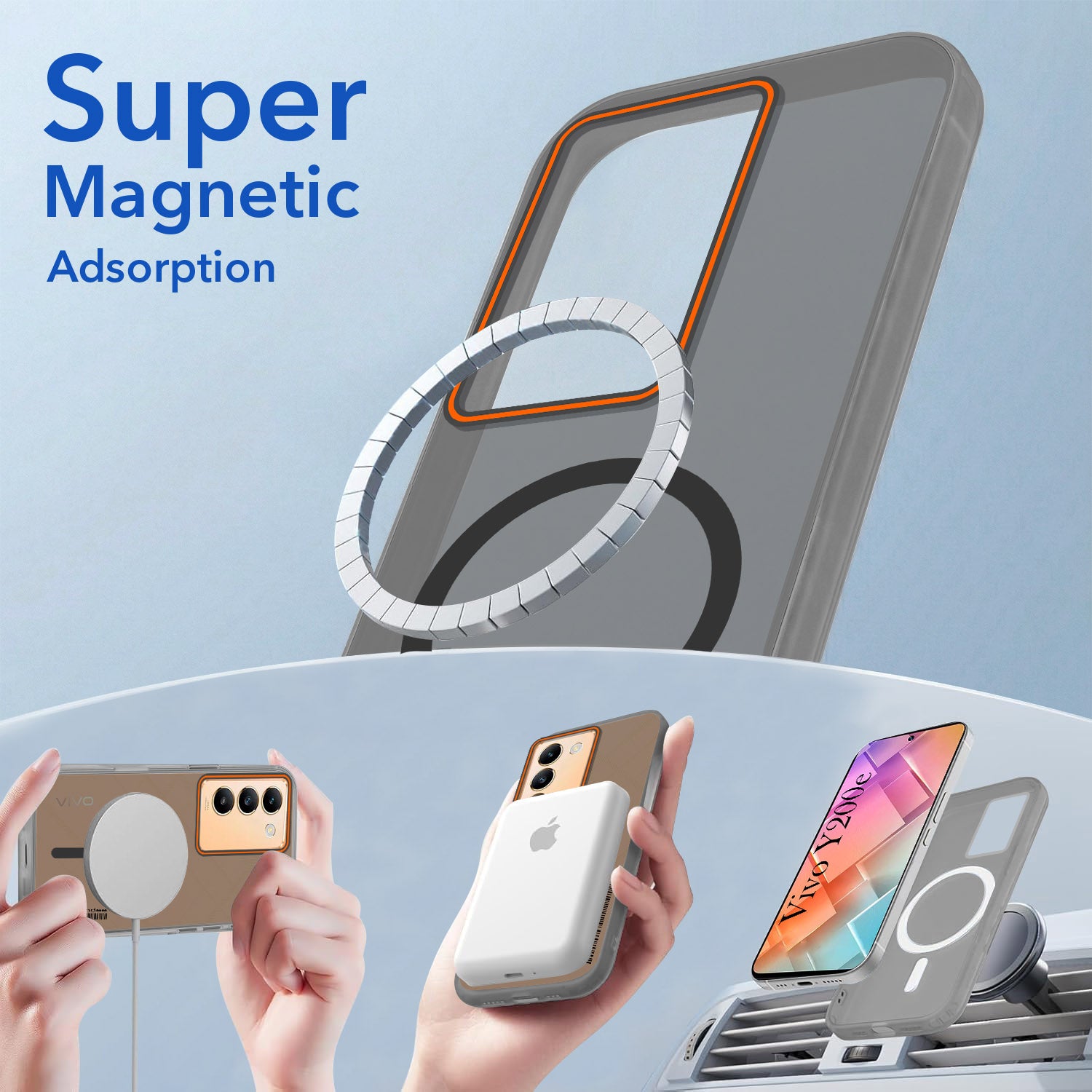 For Vivo Y200e Back Cover Case (Soft Touch | Camera Bump Protection | MagSafe Compatible | Matte Finish)