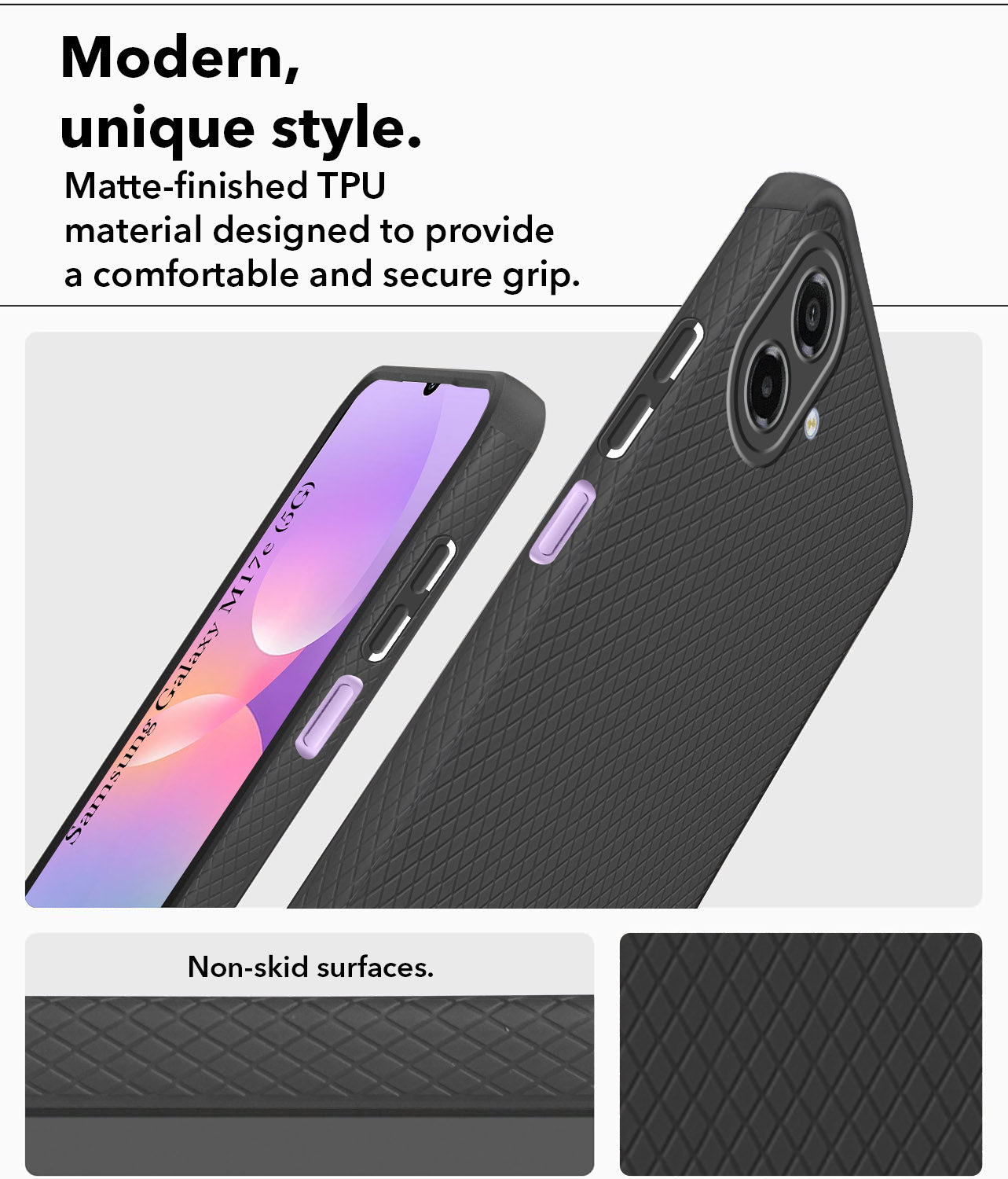 For Samsung Galaxy M17e Back Cover Case Liquid Silicone (Camera Protection | Side Grip Texture | Soft and Flexible)
