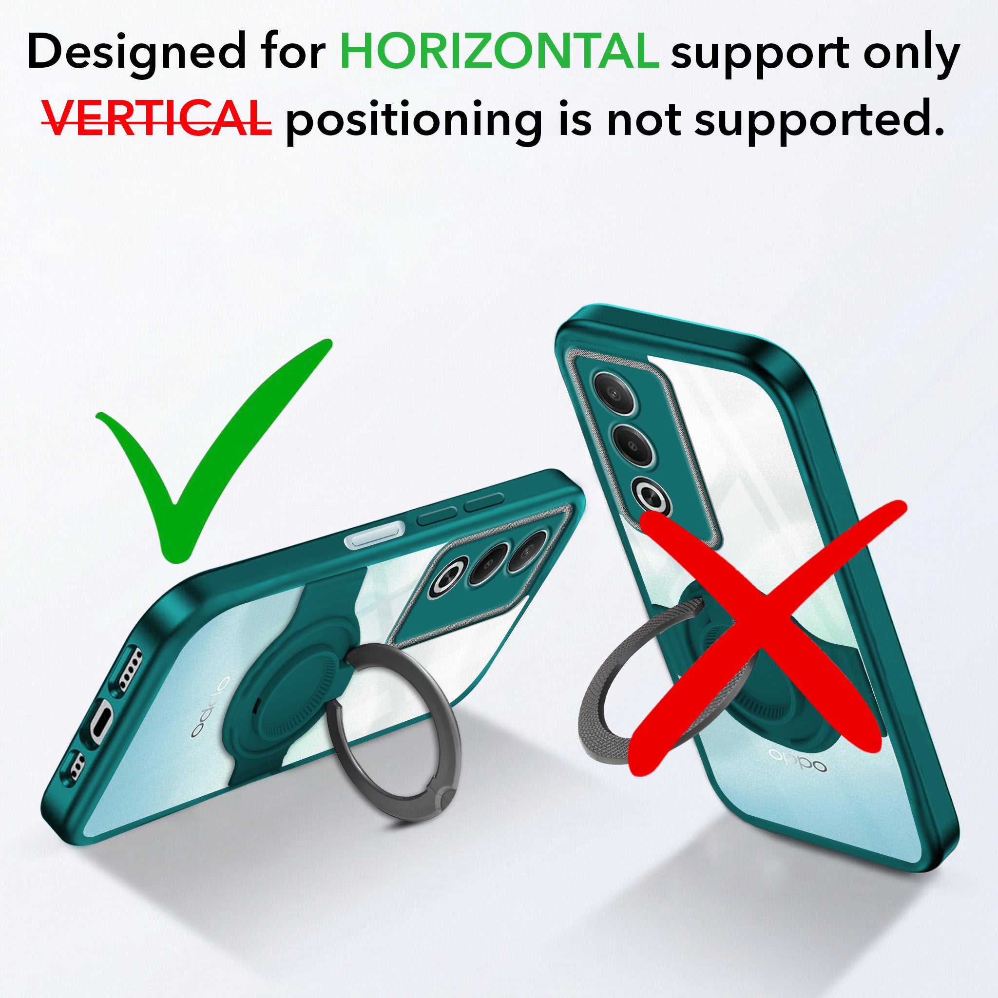 For Oppo K12x 5G Back Cover Case with stand (Built-in Ring Holder Kickstand | Lifetime Anti Yellow | Camera Protection)