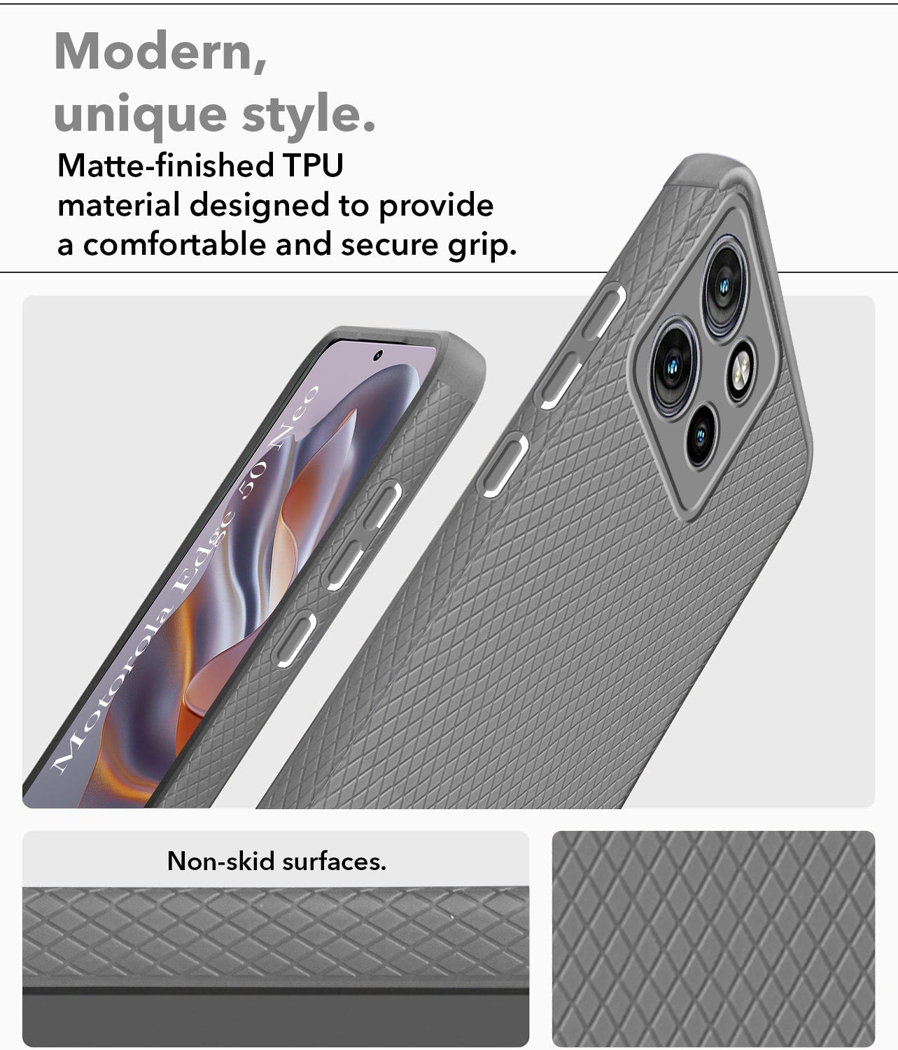 For Motorola Moto Edge 50 Neo Back Cover Case (Liquid Silicone | Side Grip | Camera Protection)