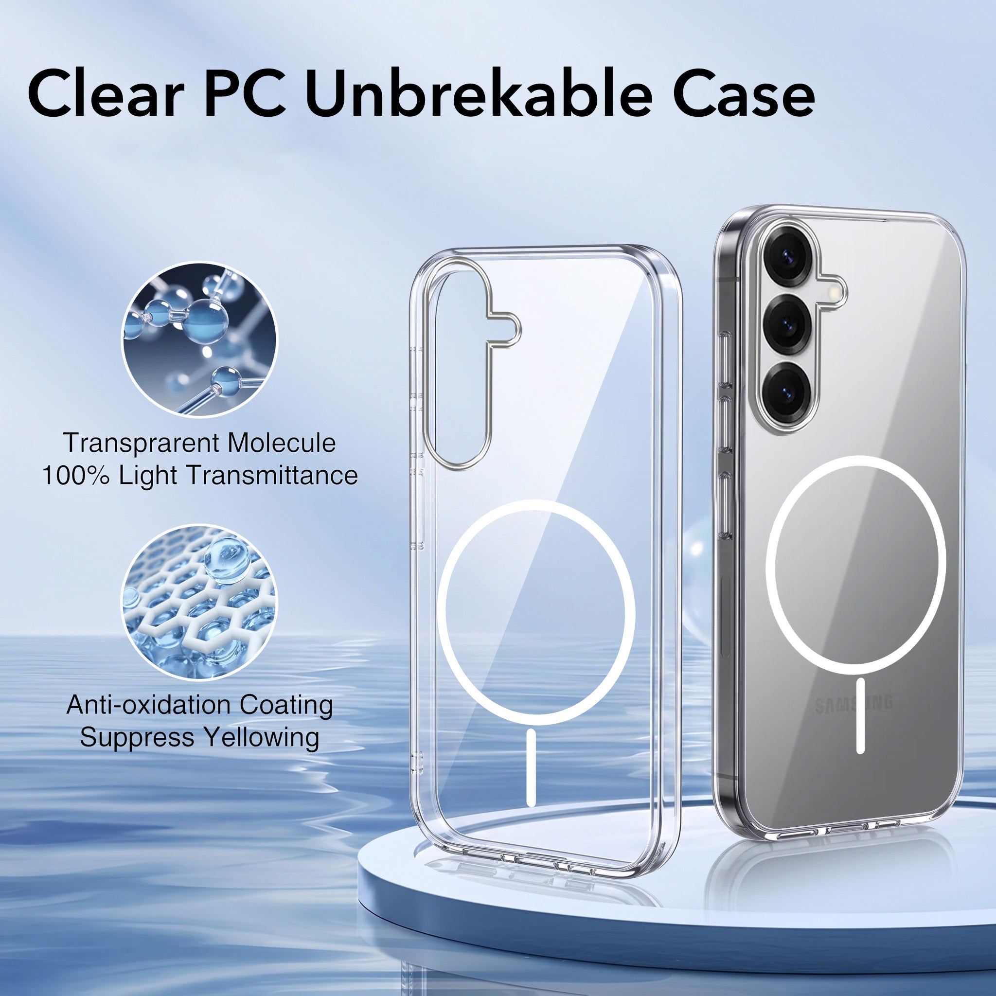 For Samsung Galaxy S25 Plus Back Case Cover Crystal Anti Yellow (Unbreakable PC | MagSafe Wireless Charging Support |Camera Protection Bump)