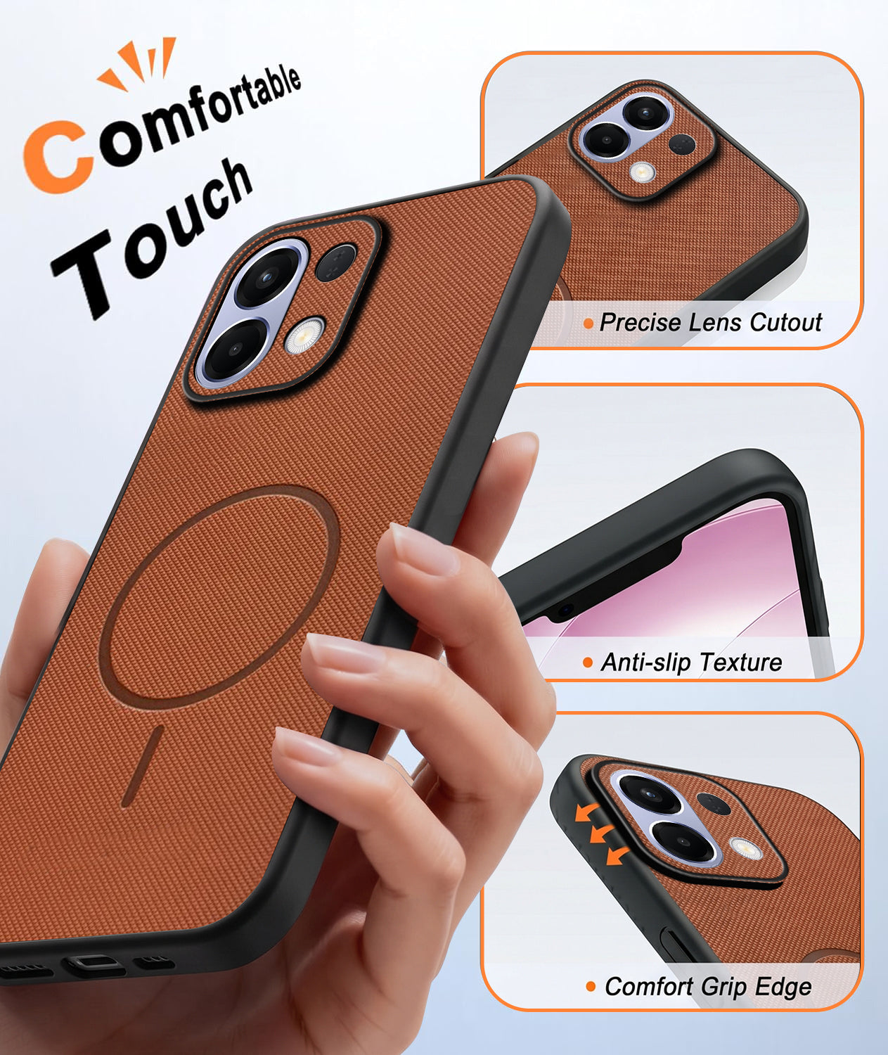 For Oppo K13 Back Cover Case PU Leather (Texture Grip Design | Professional Minimalist | Camera Protection | Soft and Flexible)