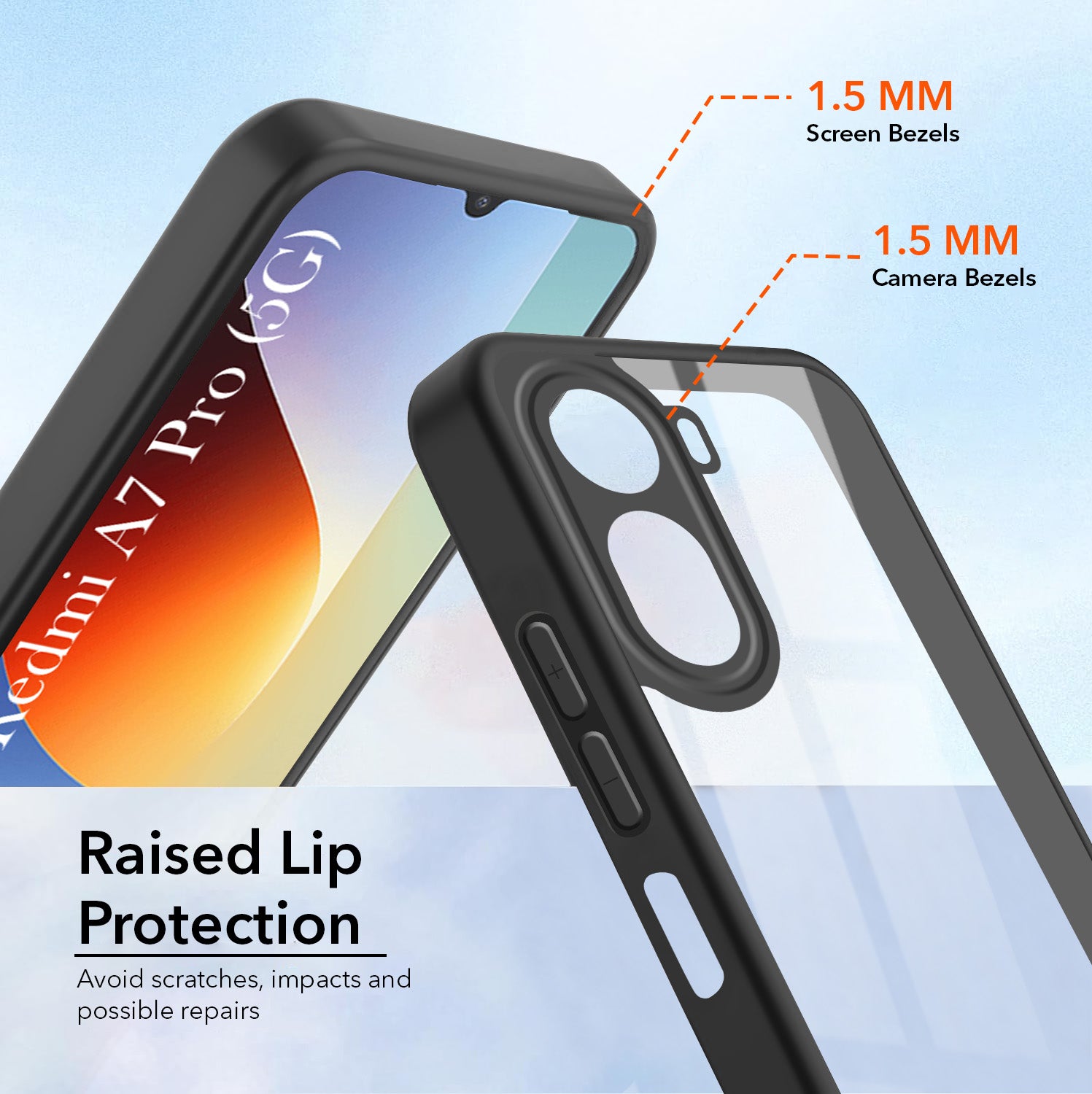 For Redmi A7 Pro 5G Back Cover Case Ultra-Hybrid (Lifetime Anti Yellow | Anti Scratch | Crystal Clear Shockproof)
