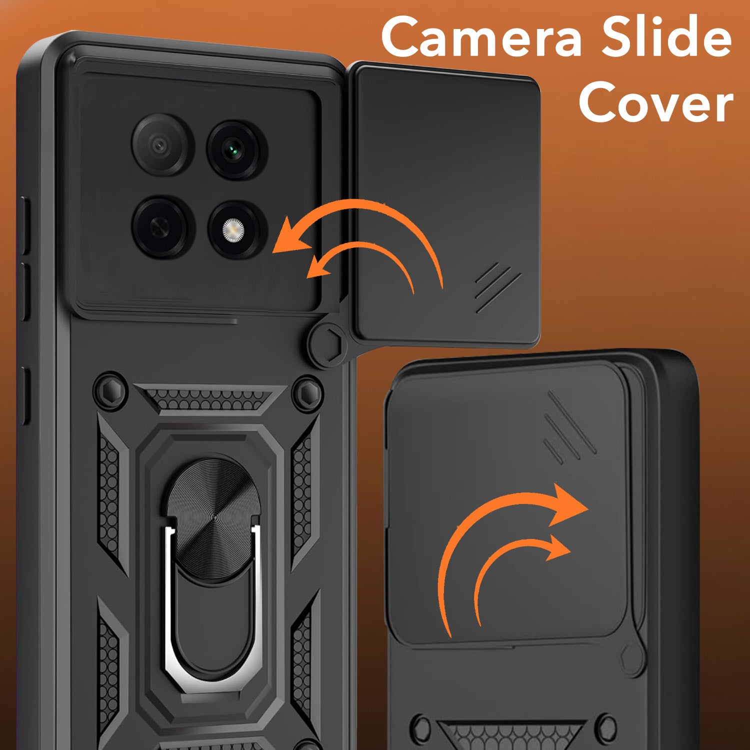 For Oppo F29 Pro Back Cover Case Hybrid Armor (Sliding Shutter Camera Protection | Polycarbonate |Ring Holder Kickstand)