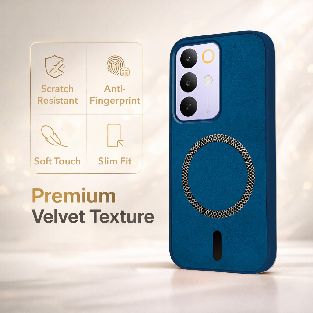 For Realme C85 5G | Realme Narzo 90x Back Cover Case Leather Finish (MagSafe Compatible Wireless Charging | Soft Touch | Camera Bump Protection)