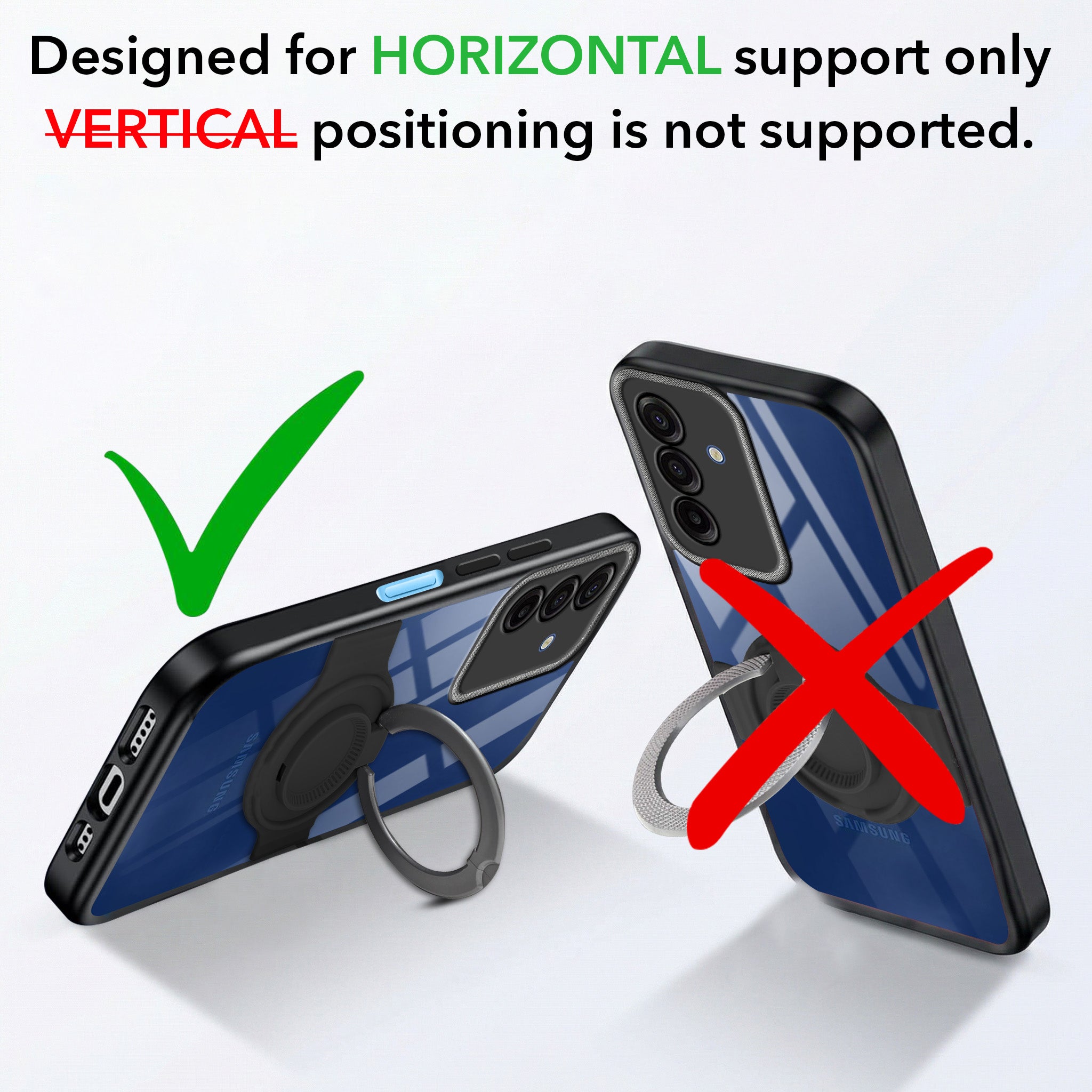 For Samsung Galaxy A17 | Samsung F17 | Samsung M17 5G Back Cover Case with stand (Built-in Ring Holder Kickstand | Lifetime Anti Yellow | Camera Protection)