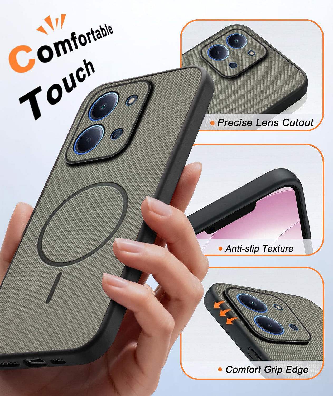 For Redmi 15C Back Cover Case PU Leather (Texture Grip Design | Professional Minimalist | Camera Protection | Soft and Flexible)