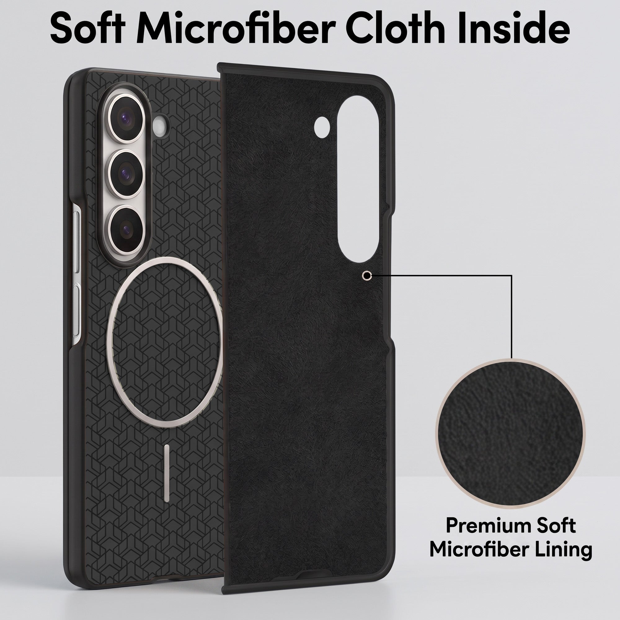 For Samsung Galaxy Z Fold 5 Back Cover Case Leather Finish (MagSafe Wireless Charging Compatible | Inside Microfiber Cloth)
