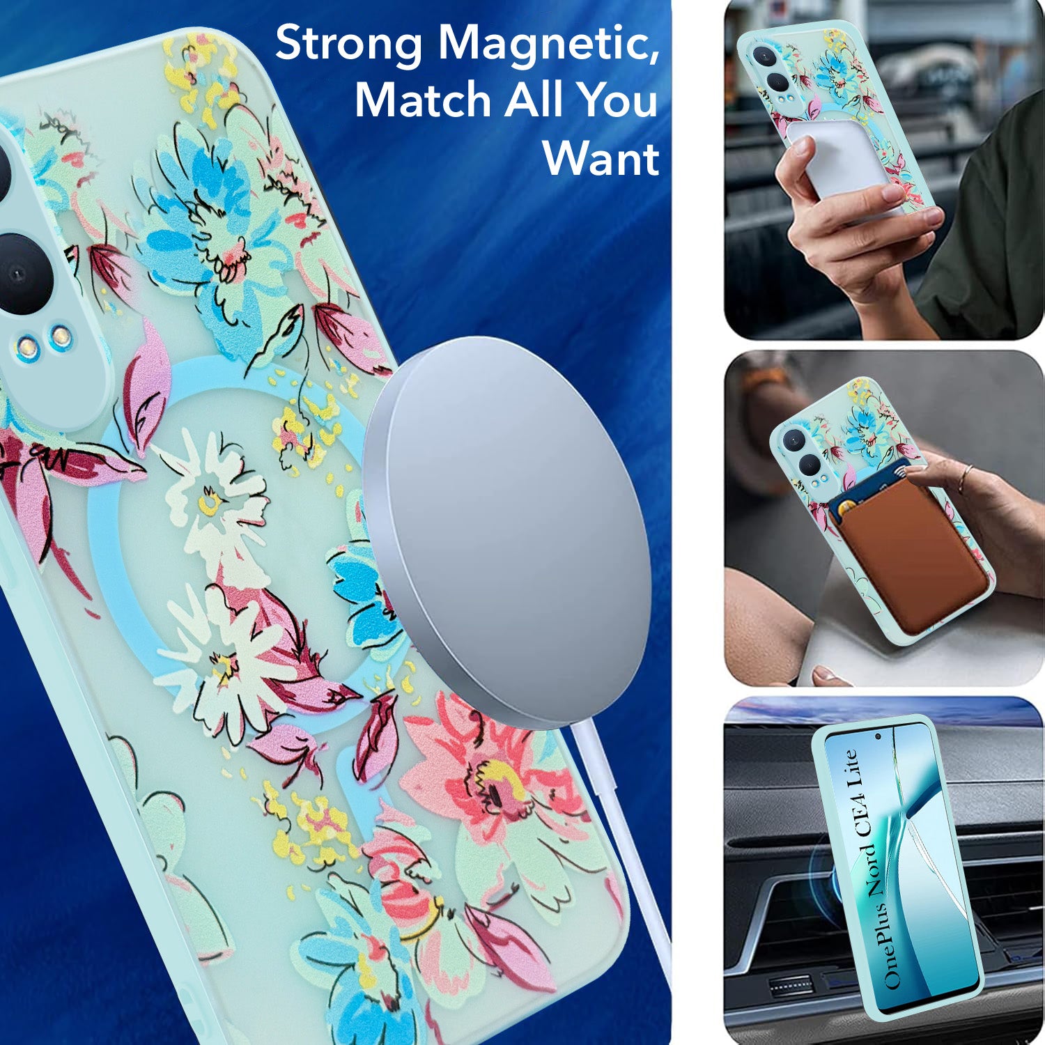 For OnePlus Nord CE 4 Lite Back Cover Case (Cute Floral Design | Flower Print for Girls | MagSafe Compatible Wireless Charging)