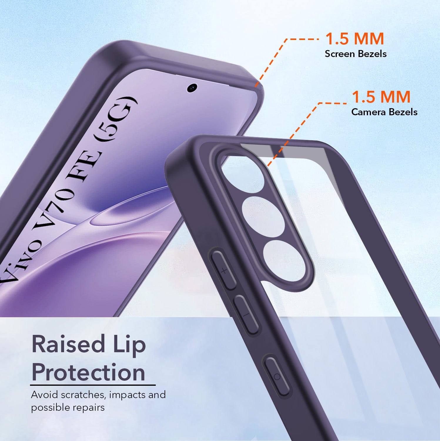 For Vivo V70 FE 5G Back Cover Case Ultra-Hybrid (Lifetime Anti Yellow | Anti Scratch | Crystal Clear Shockproof)