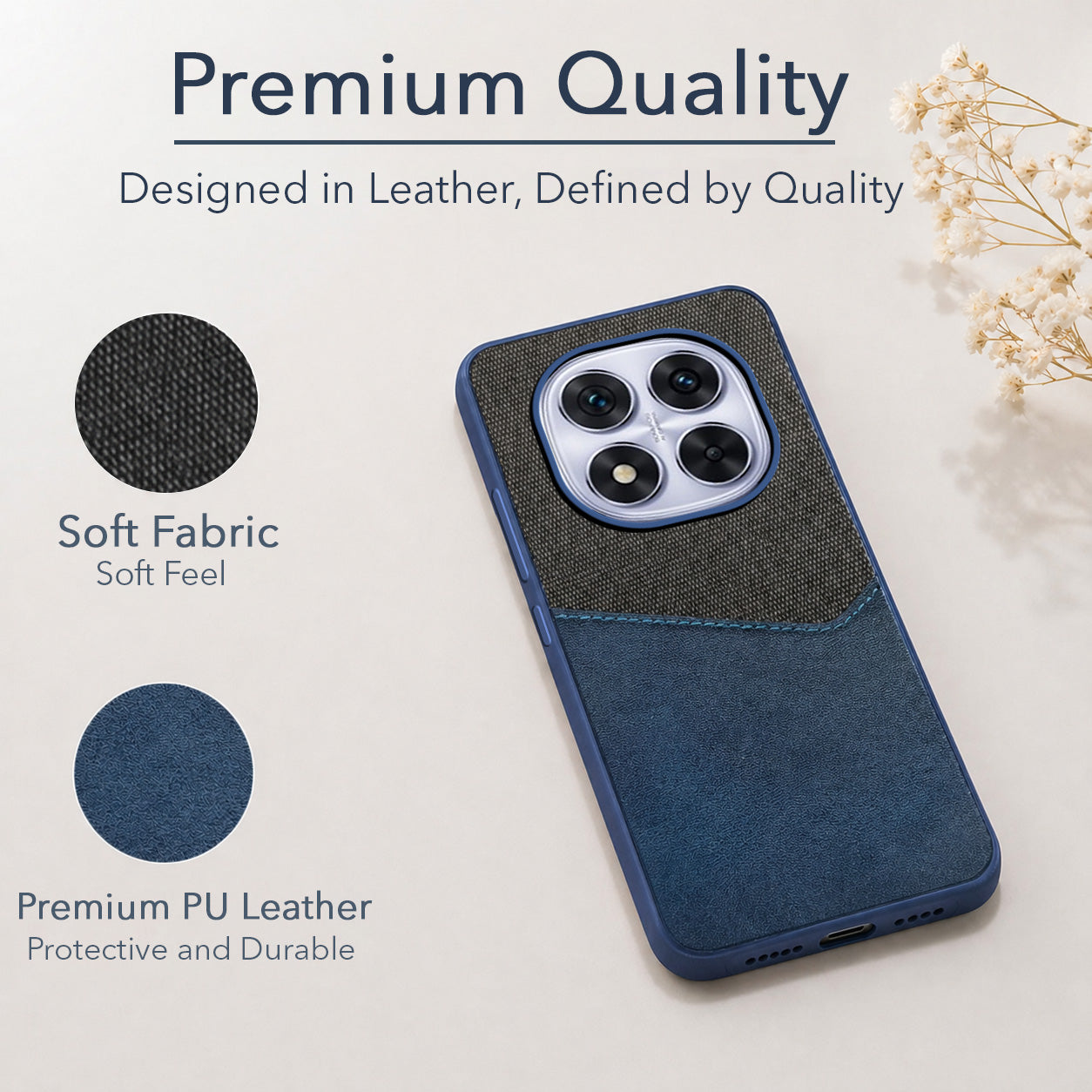 For Redmi Note 14 Pro Back Cover Case (Dual PU Leather Stitch | Professional Minimalist | Soft and Flexible)